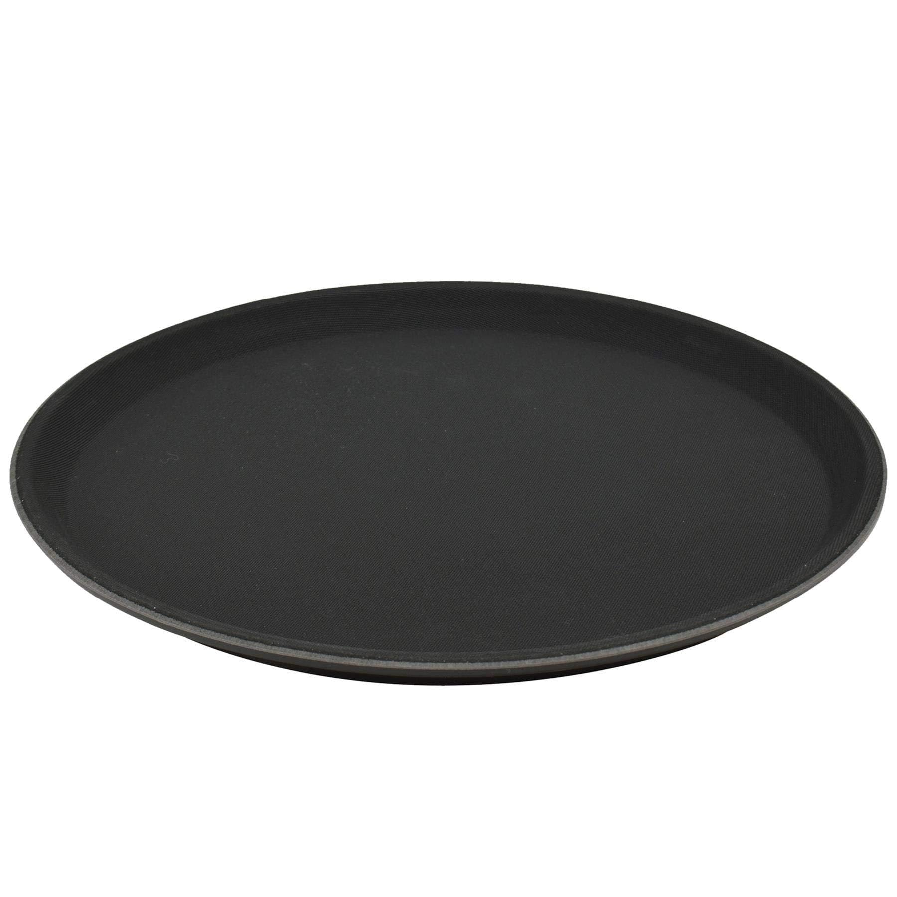 Argon Tableware Black Round Serving Trays Pack of 6-28cm Reusable Non Slip Rubberized Surface Platter for Food and Drinks - Durable Heat Resistant Stackable Trays for Bars, Restaurants and Home Use — image 1
