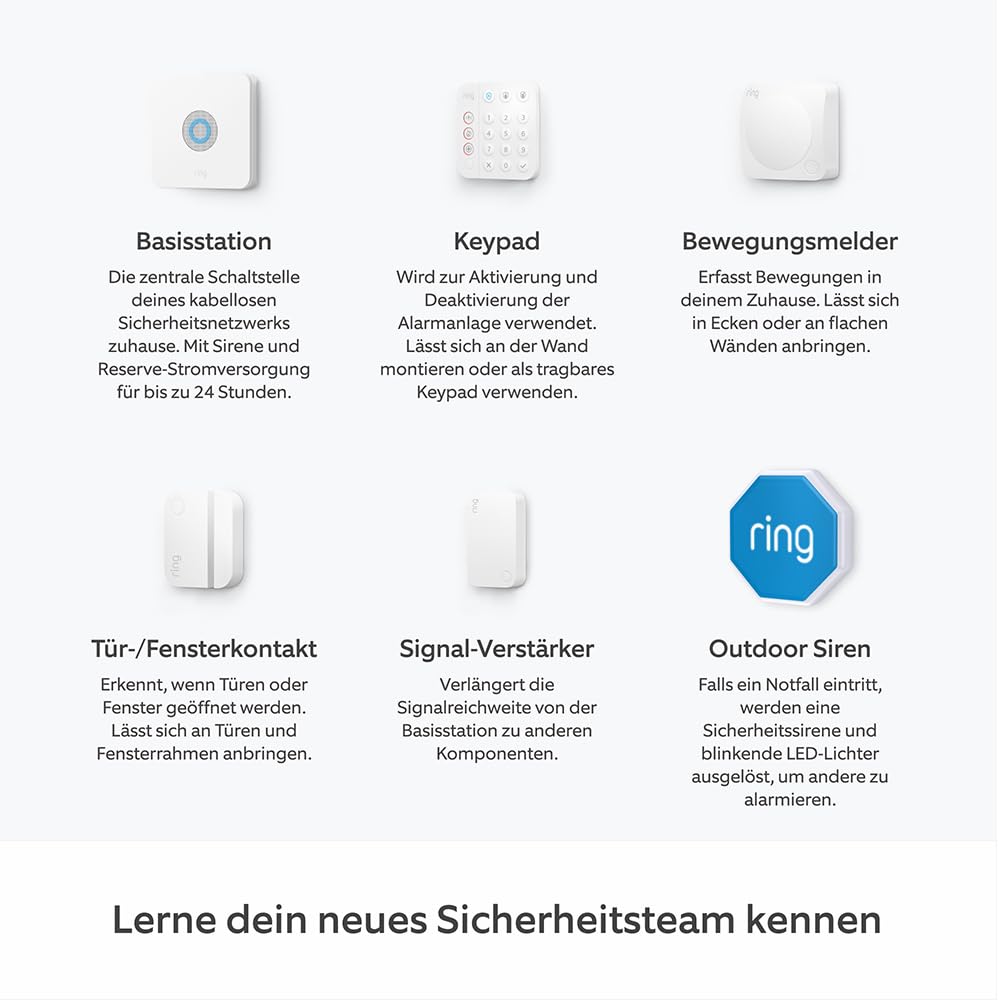 Ring Alarm - XL + Innenkamera (Indoor Camera, 2. Gen.) + Sirene im Paket | Alarmanlage für Haus & Wohnung mit WLAN & Kamera | Smartphone-Benachrichtigungen | haustierfreundlich | Alexa-kompatibel