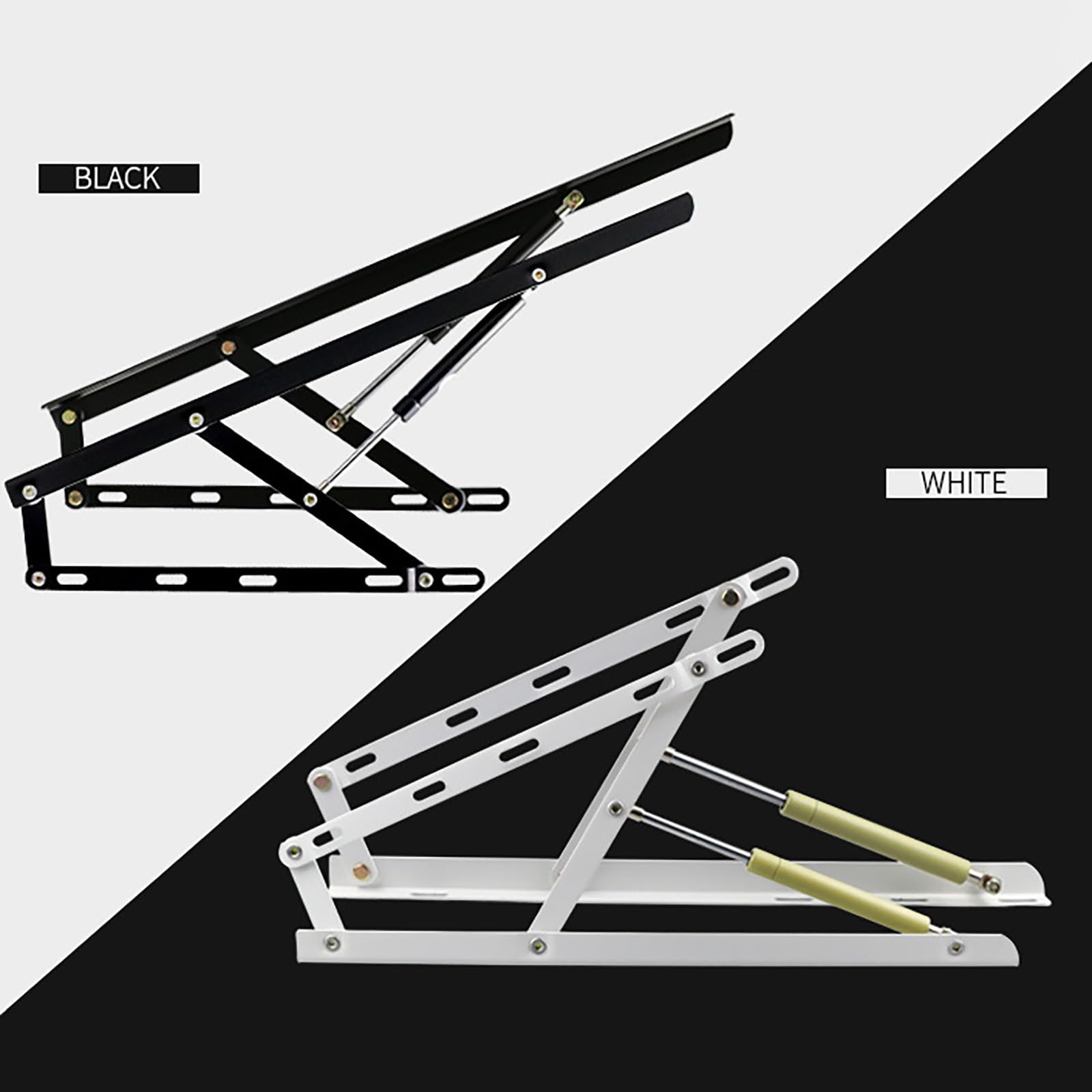 Mecanismo de elevación hidráulico neumático de cama con soporte de amortiguador de gas de 60 cm, elevador de gas para almacenamiento de cama, kit de elevación de armario (blanco, 23.6 pulgadas)