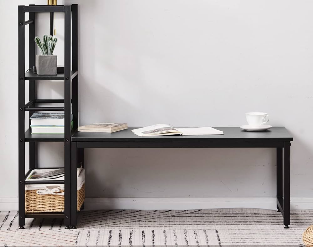 【グレー】H型PCデスク ロータイプ一体型 ラック付きデスクワークデスク木製 Amazon | パソコンデスク H型 ハッチ一体型デスク ゲーミング