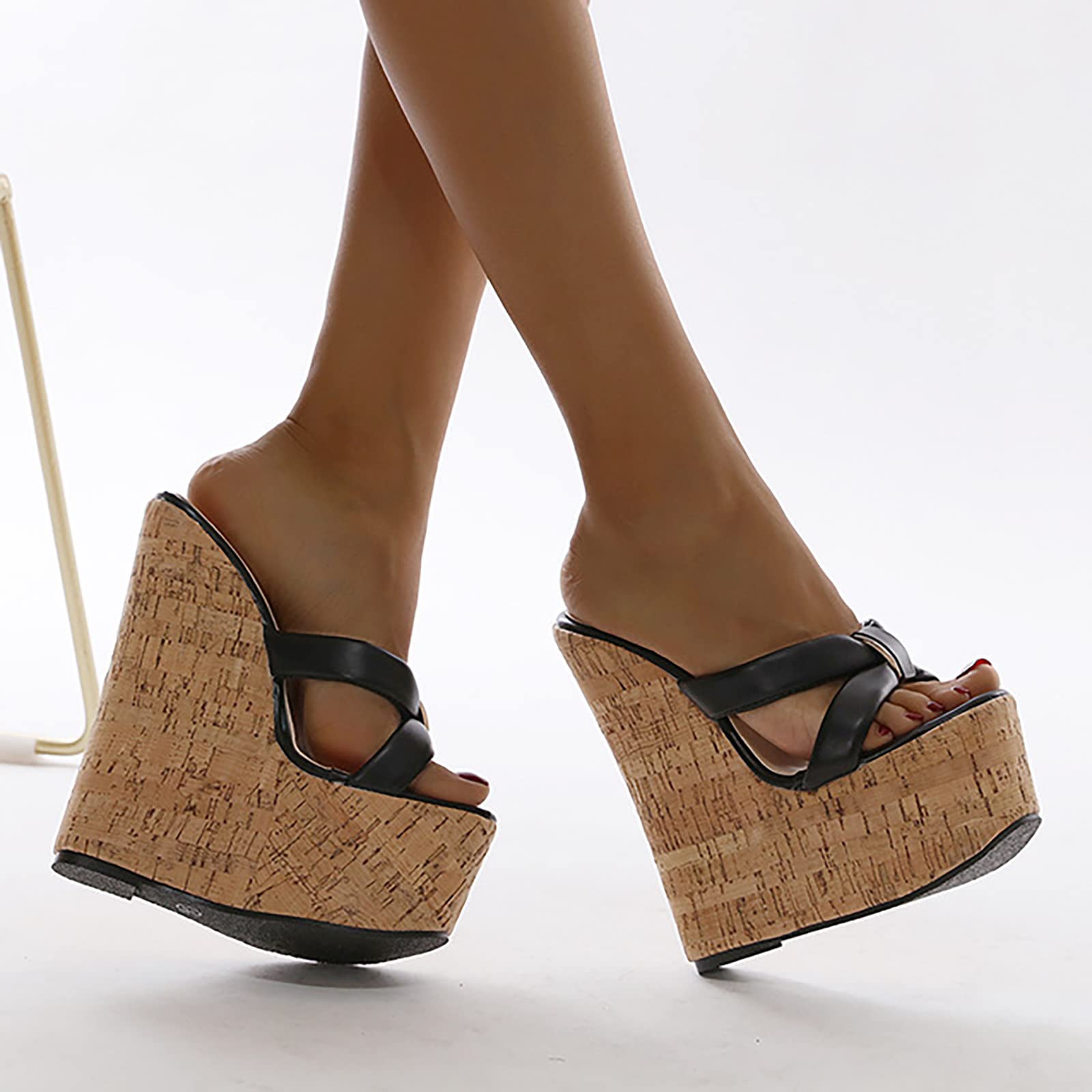 Ciabatte Da Casa Donna Stile Europeo E Americano Abbinamento Colori Sandali Semplici Versatili Con Tacco Suola Spessa Anziani Estive Ciabatta Mare Piscina Platform Ortopedici Eleganti