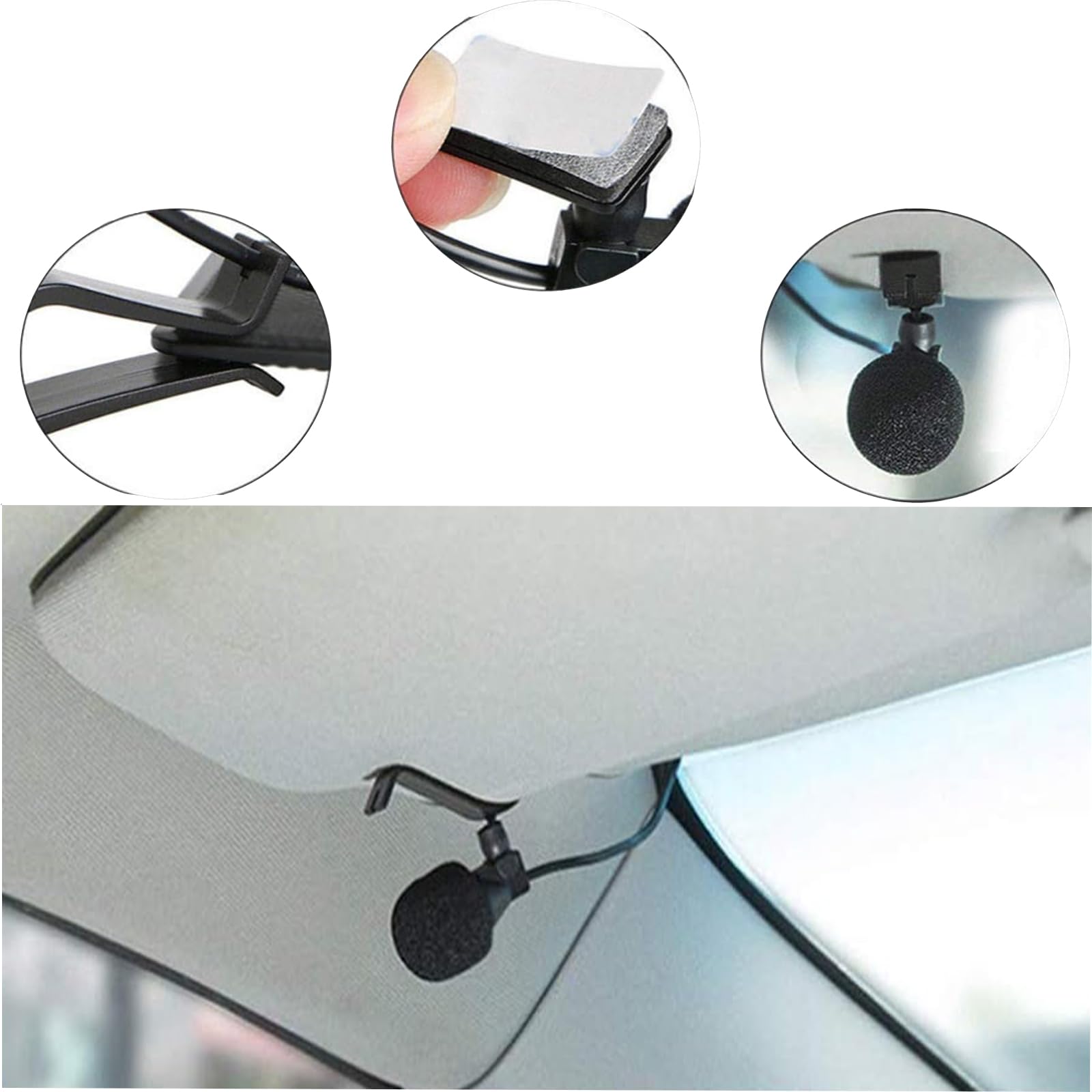 GERUI 1 x zewnętrzny mikrofon 3,5 mm z kablem montażowym 3 m, zewnętrzny mikrofon do samochodu, radio stereo kompatybilne z Bluetooth, GPS i DVD, plug and play (1)