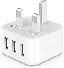 USB Plug, Multi USB Charger 5V 3A for iPhone X XR XS 8 7 6 6S Plus 5 5S 5C SE 14/14 Plus/14 Pro Max 13 12 11, Pad, UK Multiple Wall Charging Adapter Multiport Mains Power Adaptor