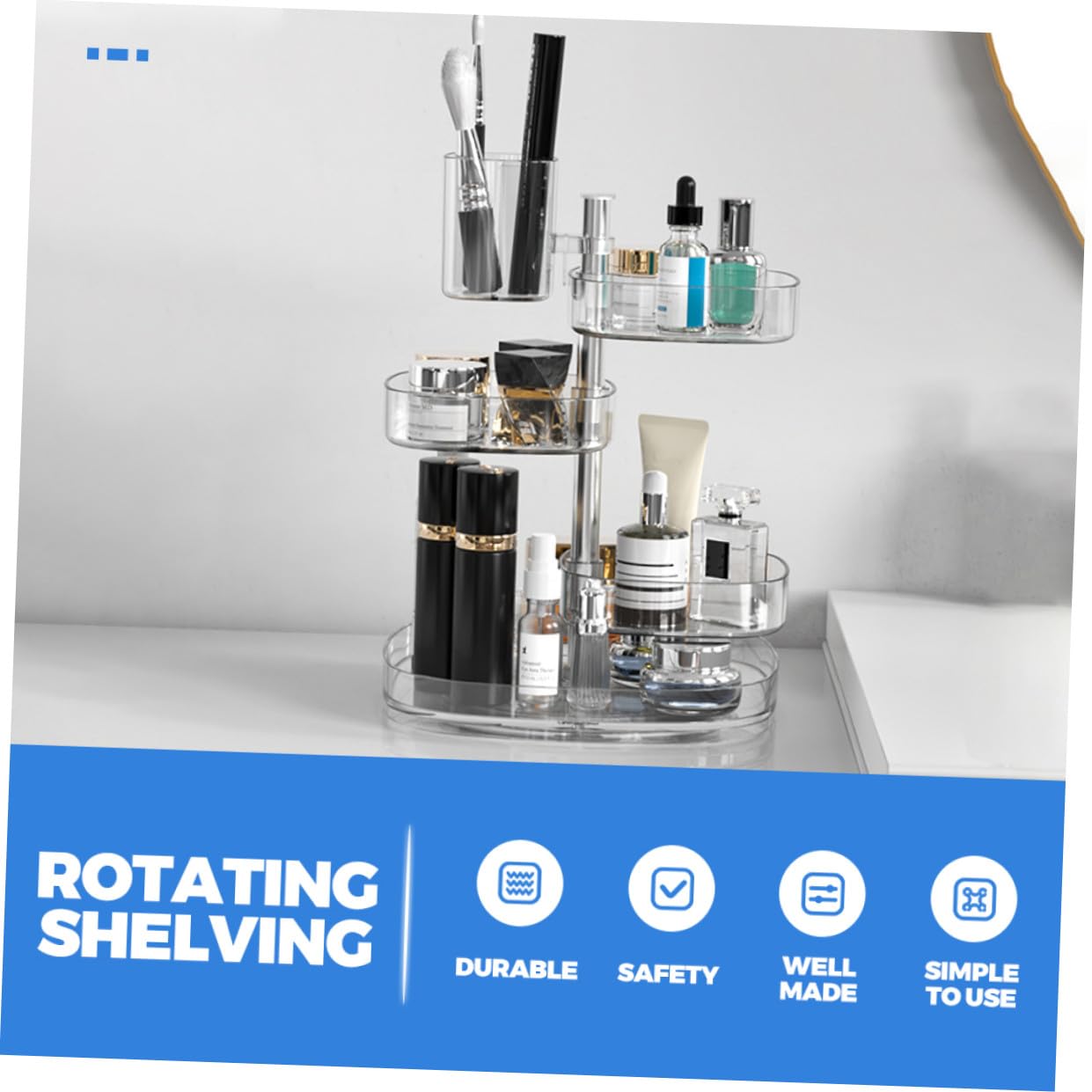 Organizer Cosmetici Girevole Scomparti, Box PC e Acciaio