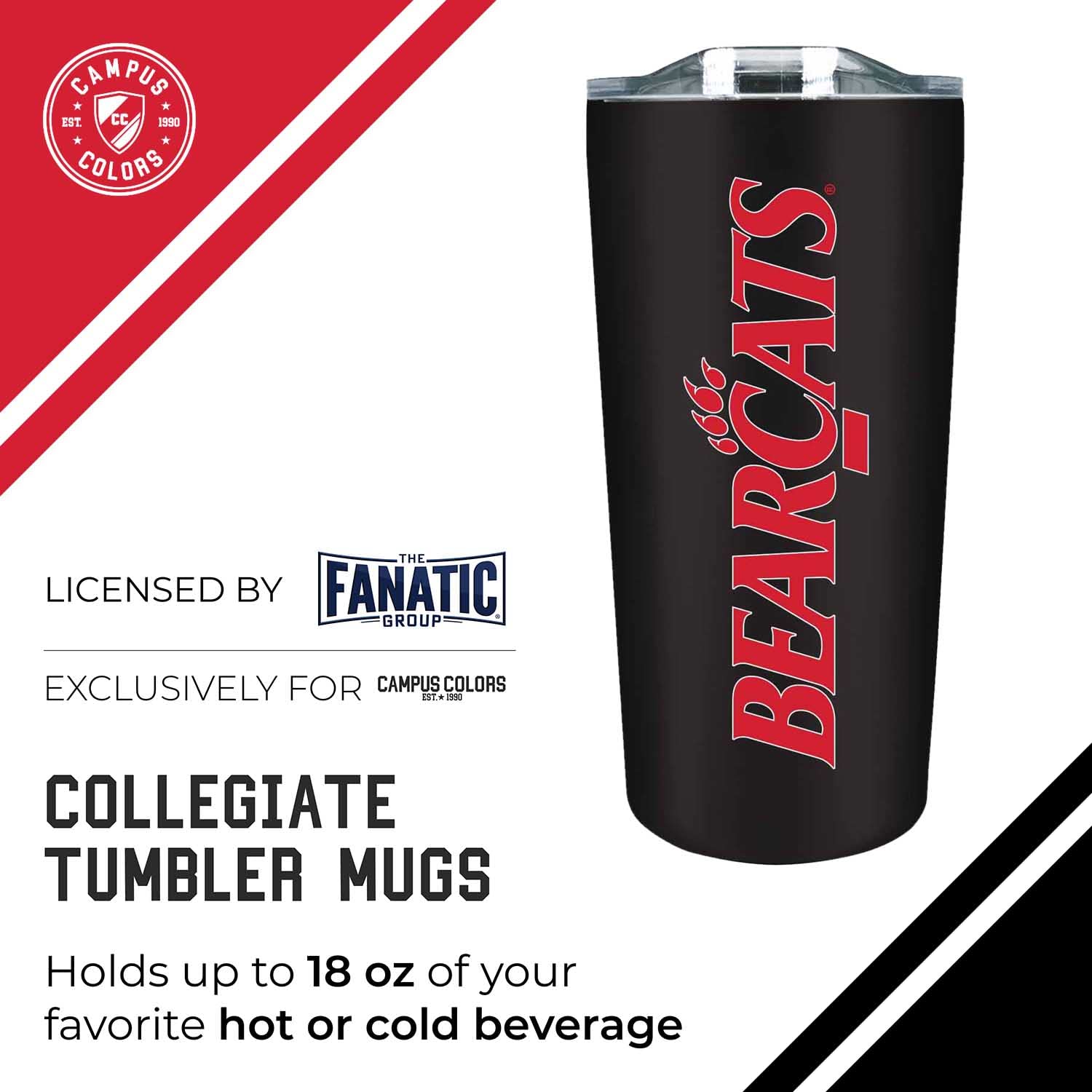 Campus Colors Washington Huskies Stainless Steel Tumbler - 18 Oz Double-Walled, Insulated Game Day Mug (Black)