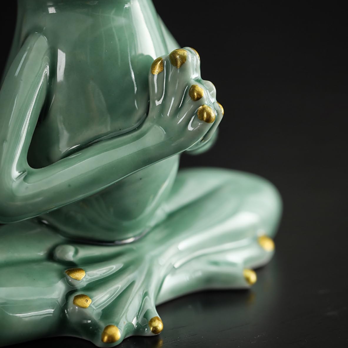 陶器　（蛇と蛙） 蛙 カエル 置物 オブジェ 陶器 ブルー 高級感 財運 金運 開運