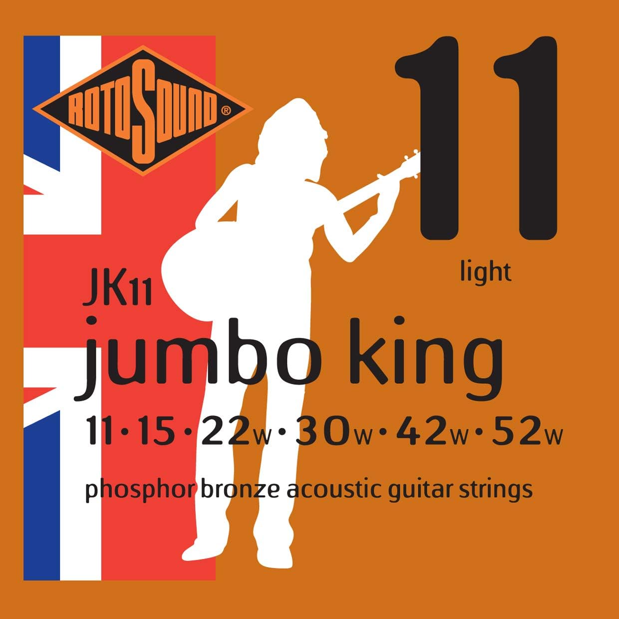 Rotosound JK11 Phosphor Bronze Light Gauge Acoustic Guitar Strings (11