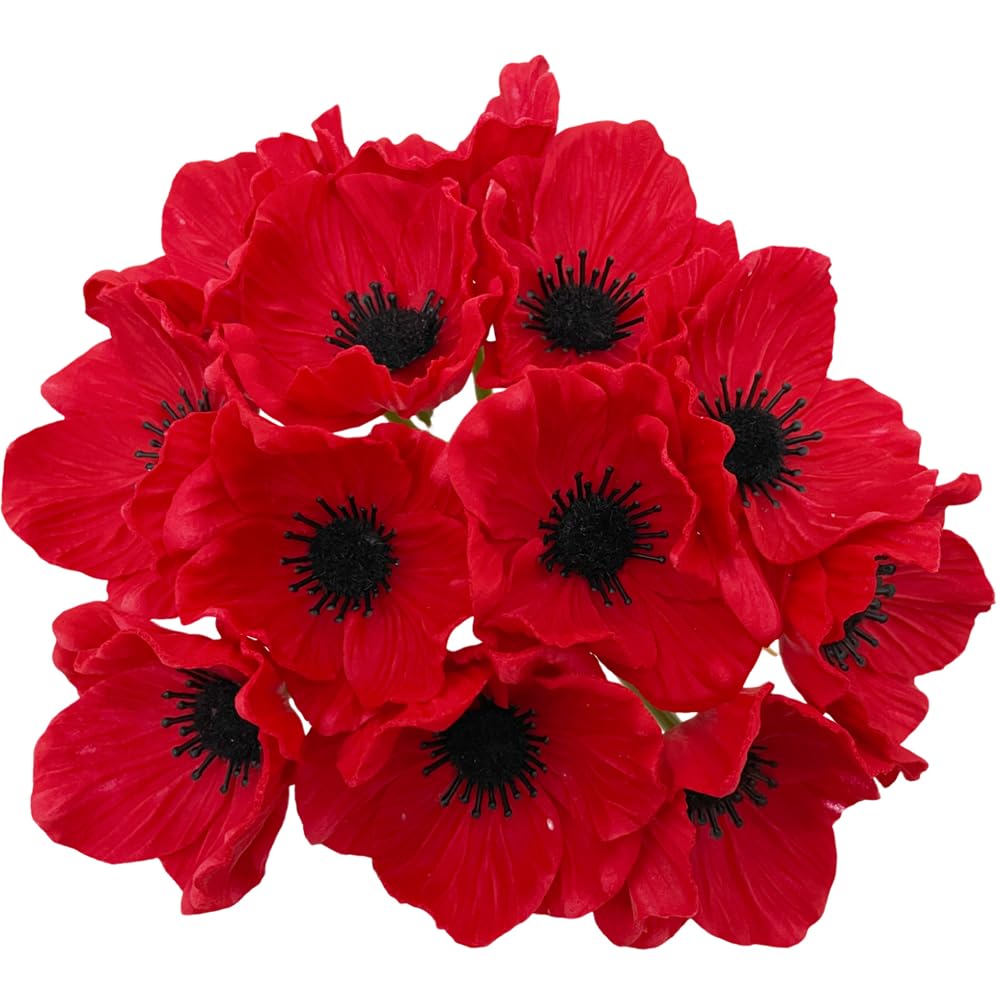 LebriTamFa 12 Stems Artificial Poppies