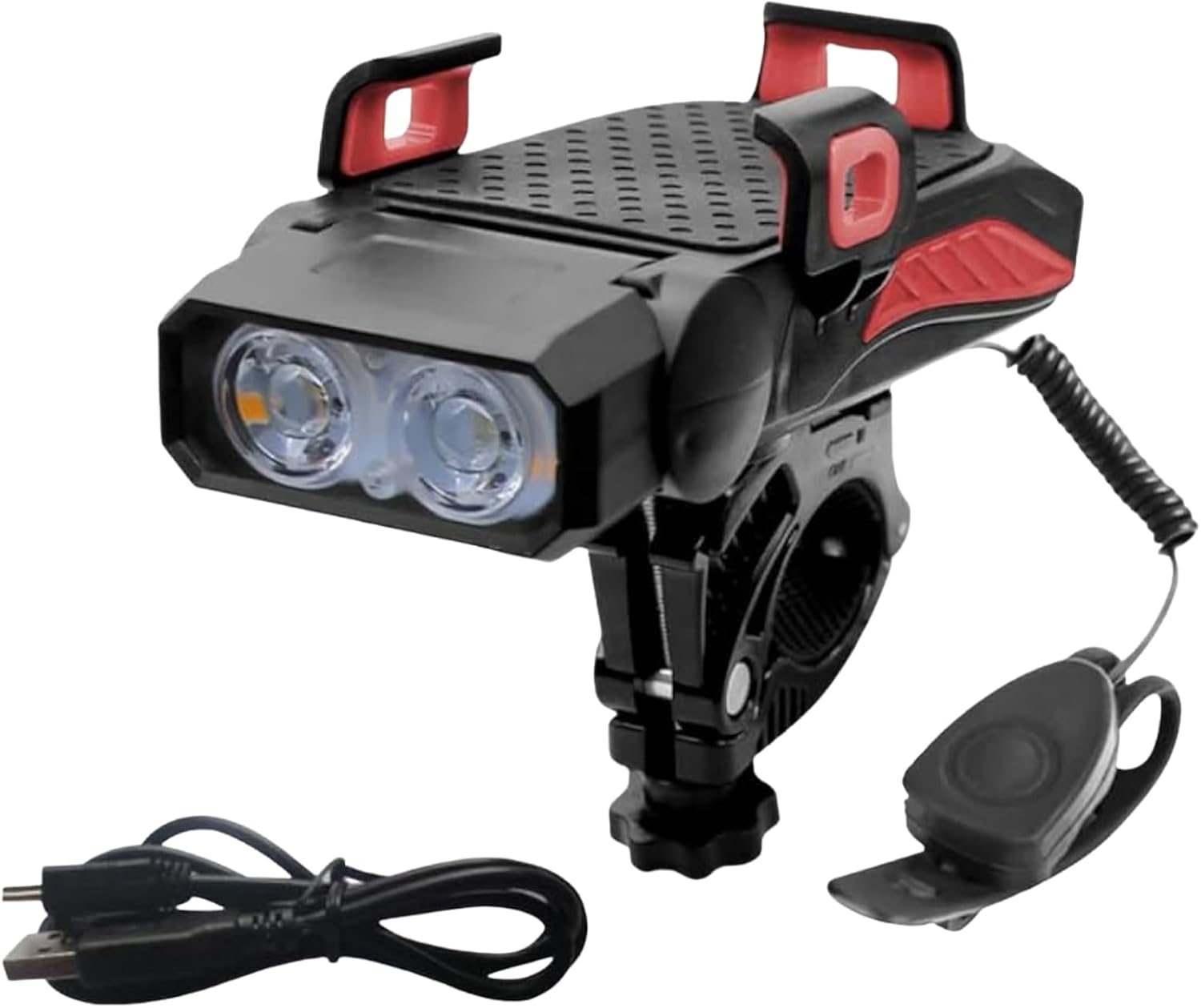 Bike Phone Holder - Bike Phone Holders | Waterproof LED Headlight Mount with 360 Degree Adjustable Design, Cycling Front Lamp with Power Bank, Light, Support Multi Use, Bicycle Accessory