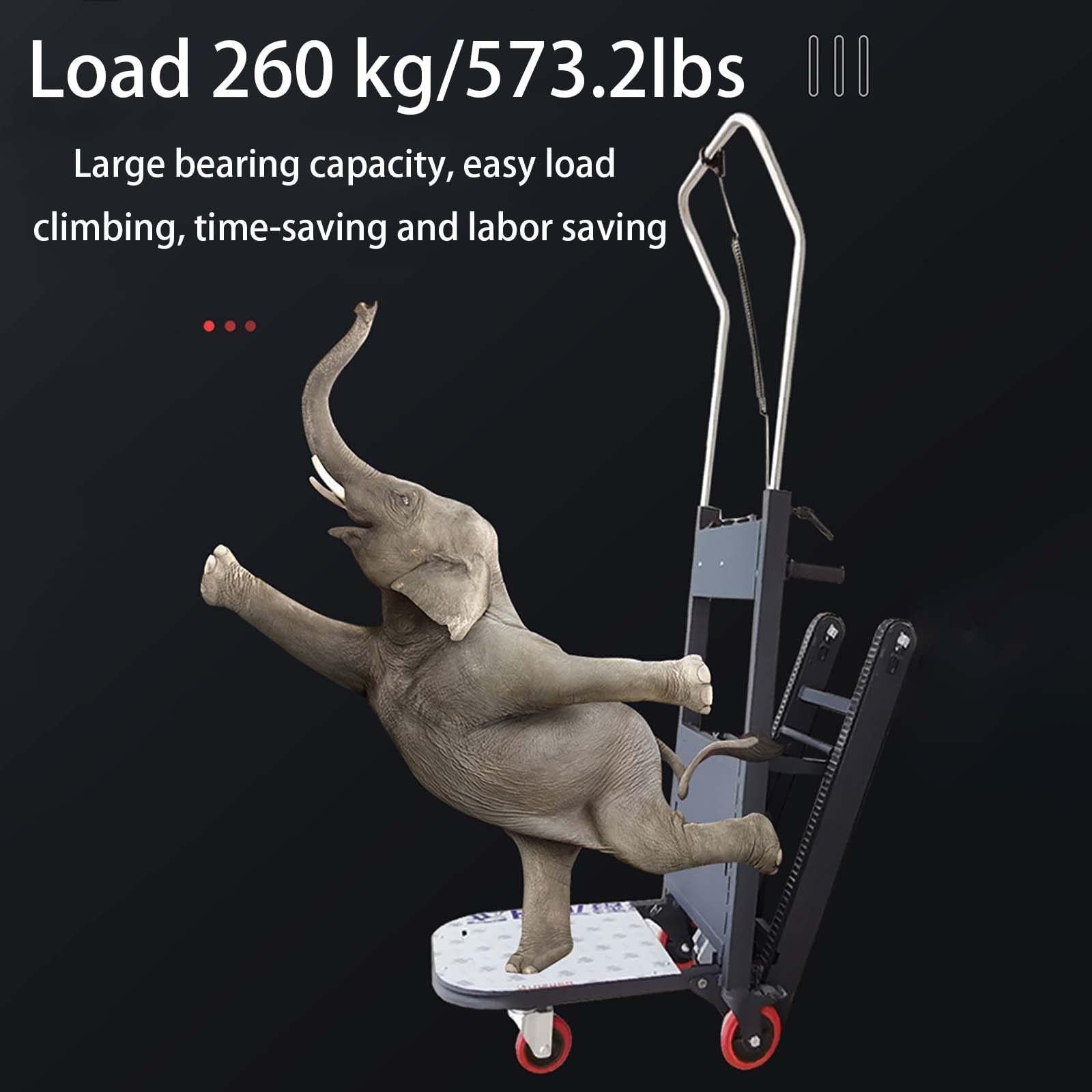 Carrello Elettrico Pieghevole, Carrello Elettrico per Salire Le Scale, capacità di Carico 300 kg, Tempo di Utilizzo/5 Ore, per La Movimentazione Domestica di Oggetti Pesanti,Black