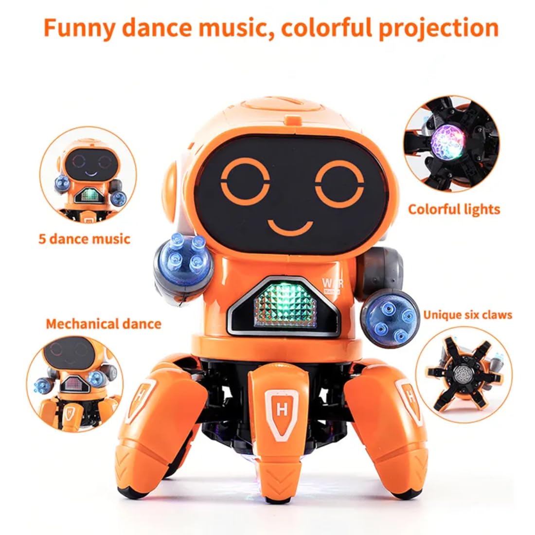 VRION® KRIMION® Toy Robot Dancing All Direction Rotation Robot with Colorful Lights and Music Dancing Robot Toys for Boys and Girls | Pack of 1 I (Assorted Colours) 3