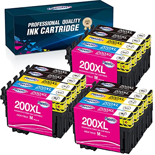 Remanufactured 200XL Ink Cartridge Replacement for Epson 200 XL T200XL Work for Expression Home XP-200 XP-310 XP-400 XP-410 XP-300 Workforce WF-2540 WF-2520 WF-2530 Printers, 15 Packs by Paeolos
