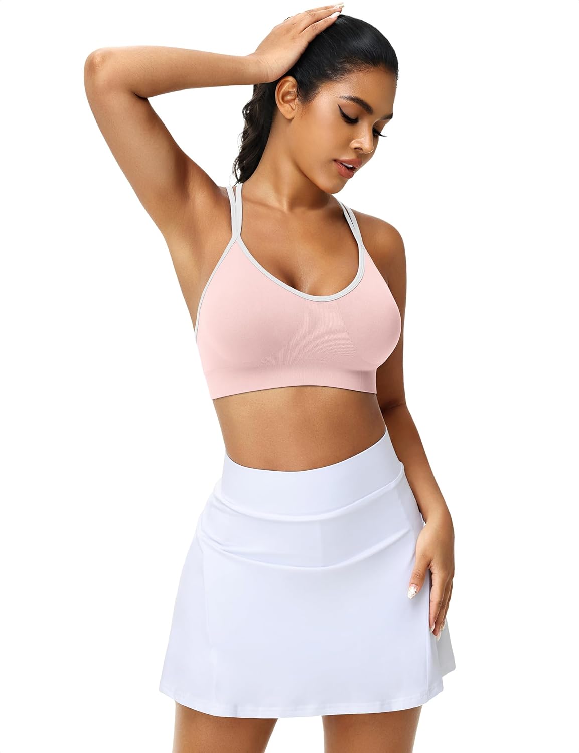 VEQKING Women's Cross Back Sports Bra Padded Strappy Medium Support Yoga Bra for Workout Fitness 3 Pack - Image 3