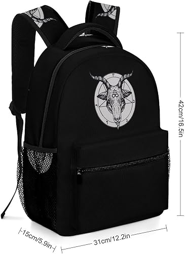 Miniatura 2 de Baphomet Satanic - Mochila para portátil con cabeza de cabra satánica, bolsa de hombro a la moda, mochila de viaje para hombres y mujeres