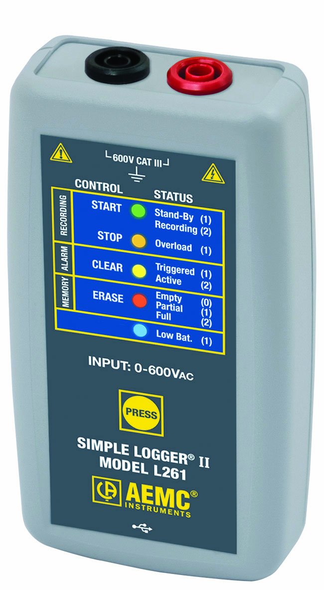 212605 L261 Single-Channel AC Voltage Simple Logger II, Resistance, 600V AC/DC Voltage