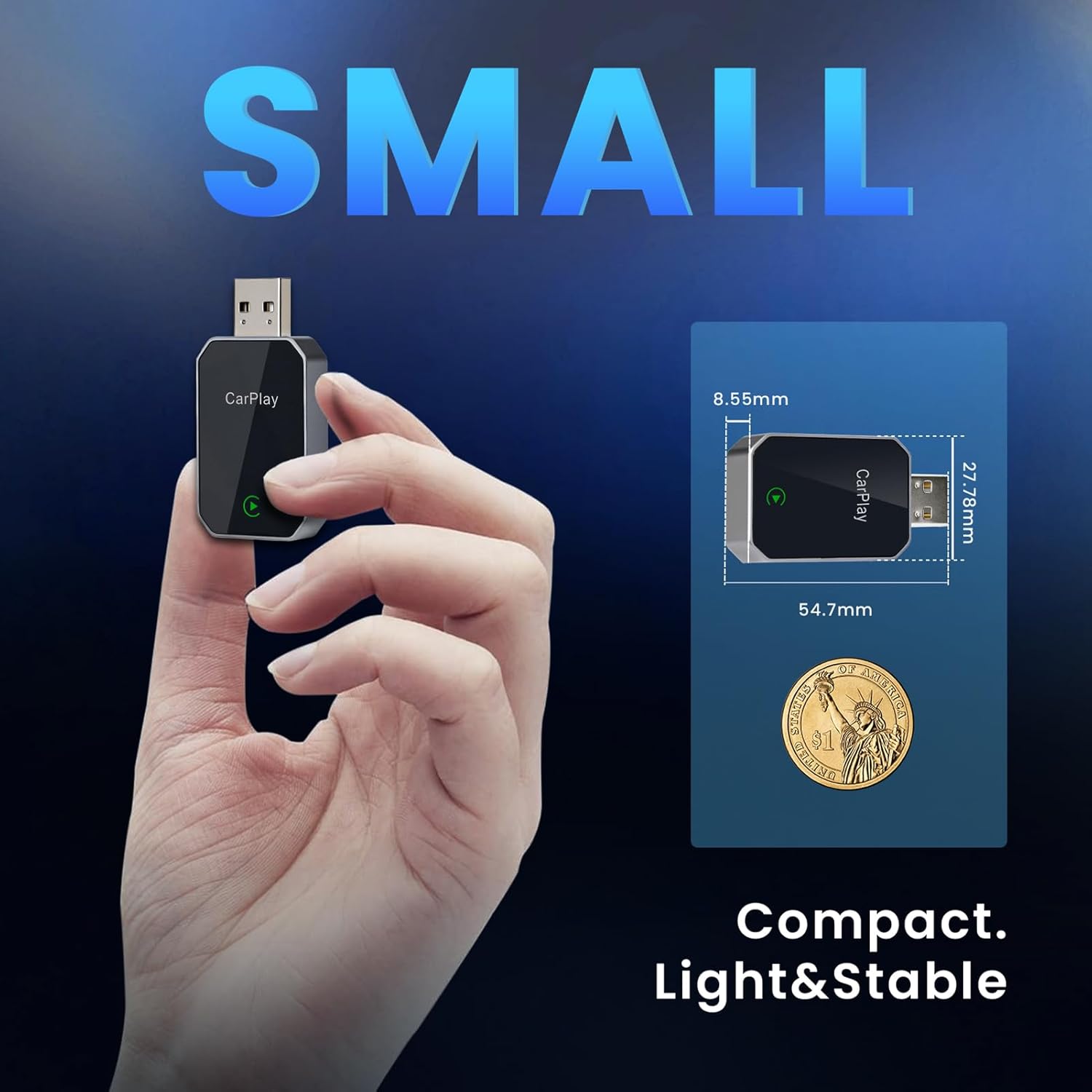 Redlake Wireless CarPlay Adapter for iPhone 2025 Upgrade Seamless Connection for Convert Wired to Wireless Car Play Adapter Mini Apple Carplay for iOS 10 ,USB/Type C