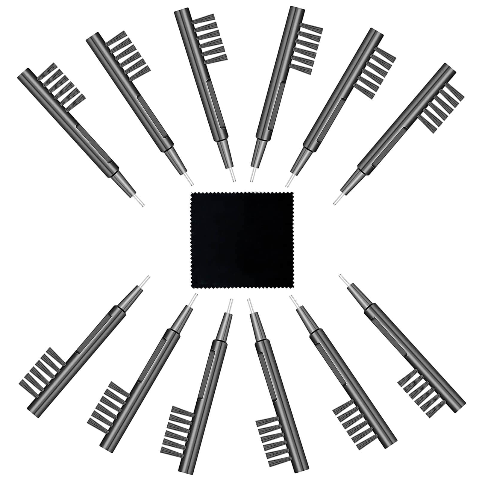 12 Pieces Hearing Aid Cleaning Brush Hearing Amplifier Brushes with Wax Loop and Magnet Suitable for Earbuds,Headphones,Airpods Cleaner Brush Kits with Cleaning Cloth