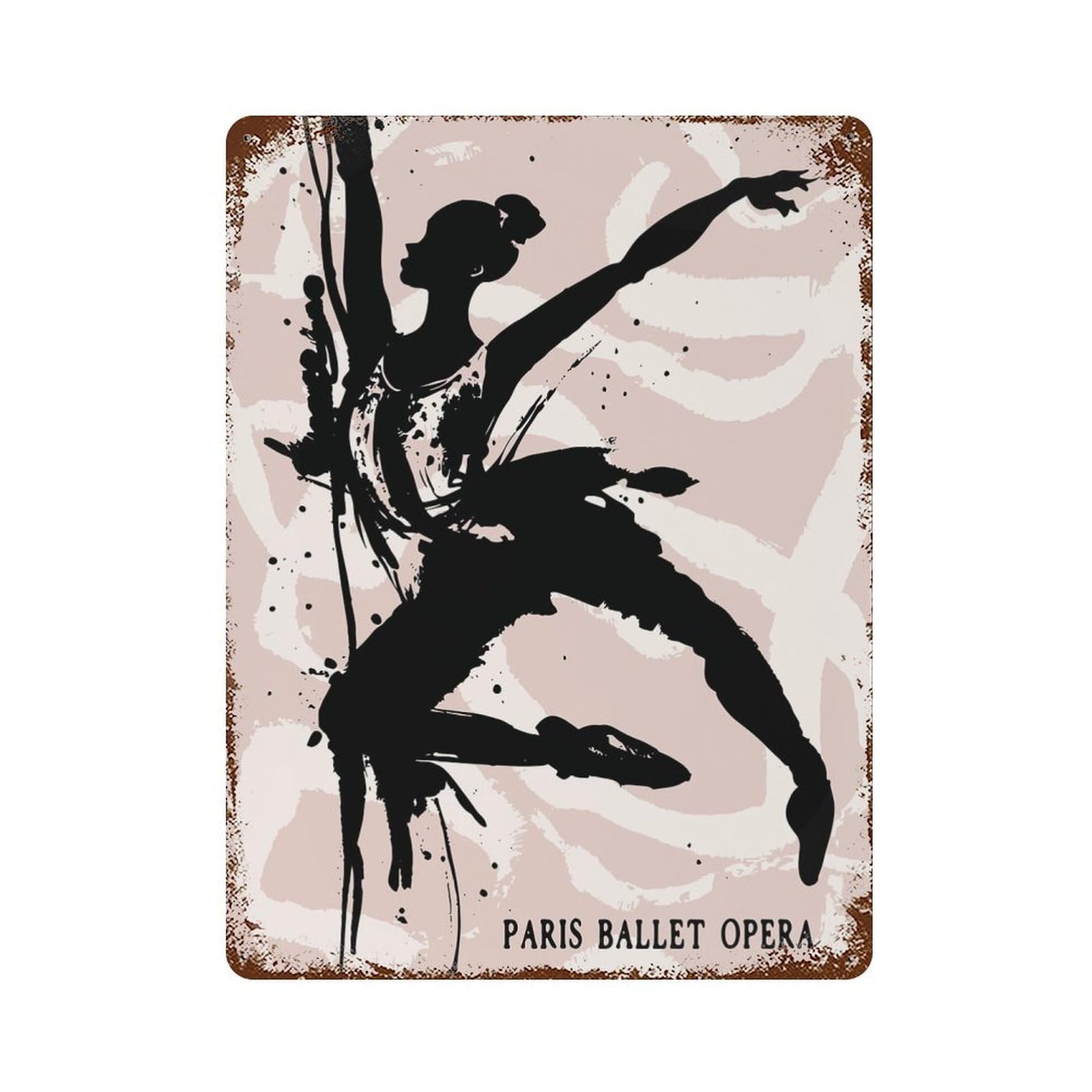Ballet Dancer Painting Rust Effect Tin Sign 15.7"x11.8", Vintage Wall Decor for Pub, Kitchen And Man Cave Decor