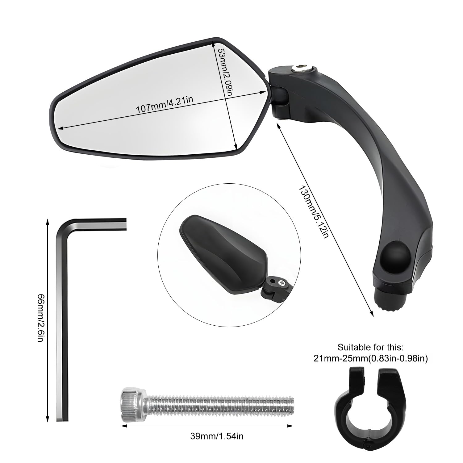 Specchietti Retrovisori Bici 360° Regolabili - 2 Pezzi Per Manubri 22.2mm - Foto 9