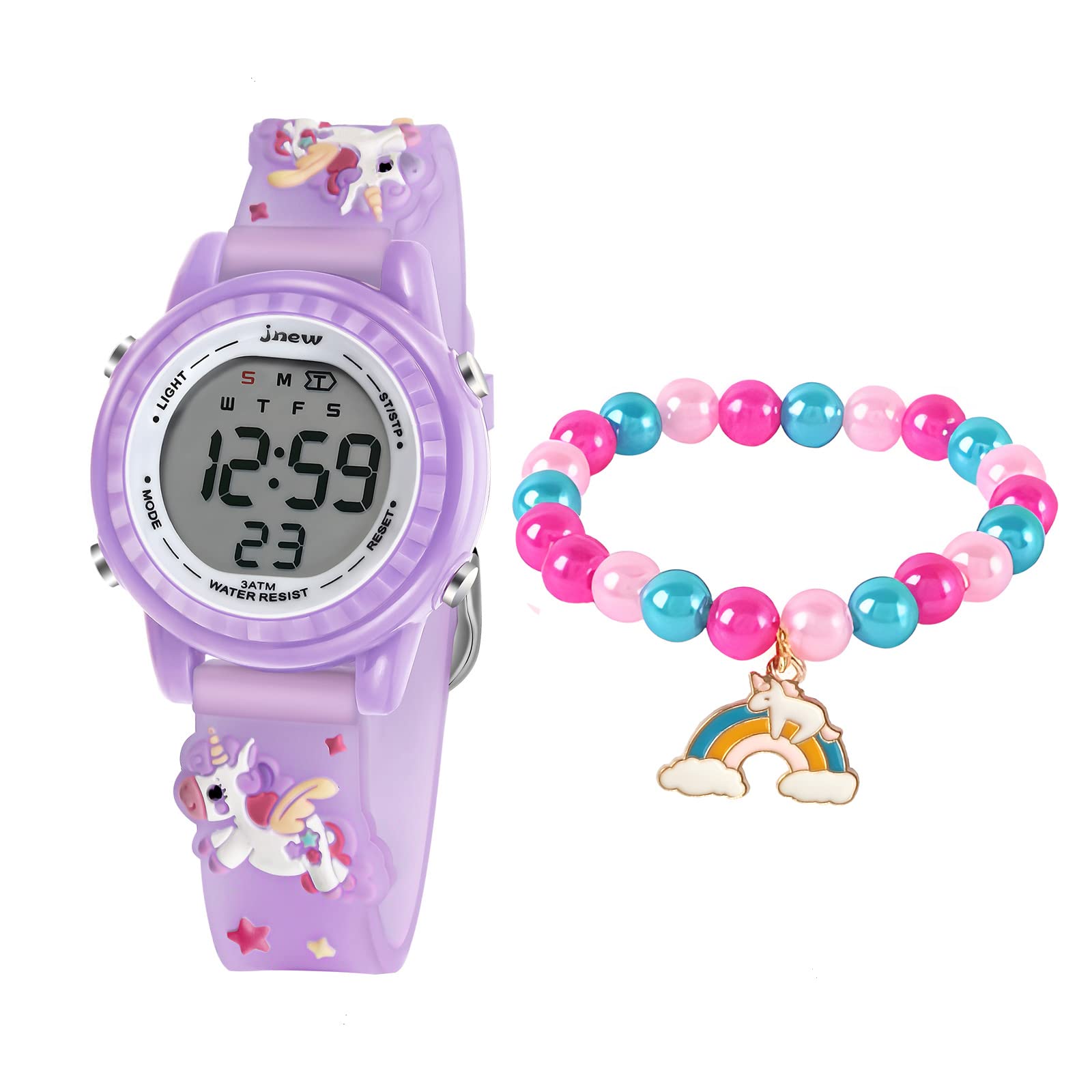 Bigmeda Kids Digital Watch 3D Cartoon Girls Watches with LED Watch Time Date Alarm Display 7 Color Backlight Stopwatch Waterproof Sport Outdoor Kids Watch Best Gifts for 5-14 Years