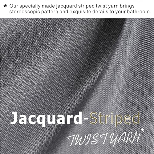 Popkozzi Grey Fabric Shower Curtain: Gray Anti Mould Mildew Resistant Water Repellent Washable Curtain for Wet Room - Image 4