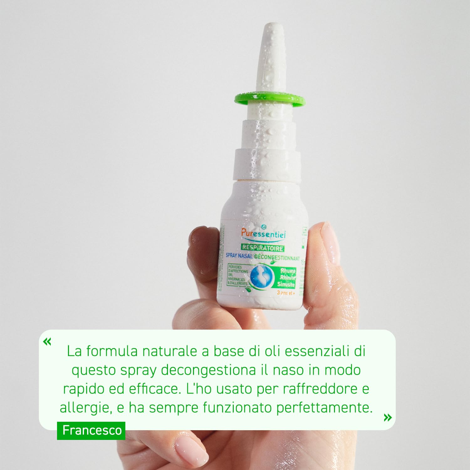 Puressentiel – Respirazione – Spray Nasale Decongestionante – Dispositivo medico – Decongestiona sin dai primi minuti - Raffreddore, rinite, sinusite – Formula 100% origine naturale - 15 ml
