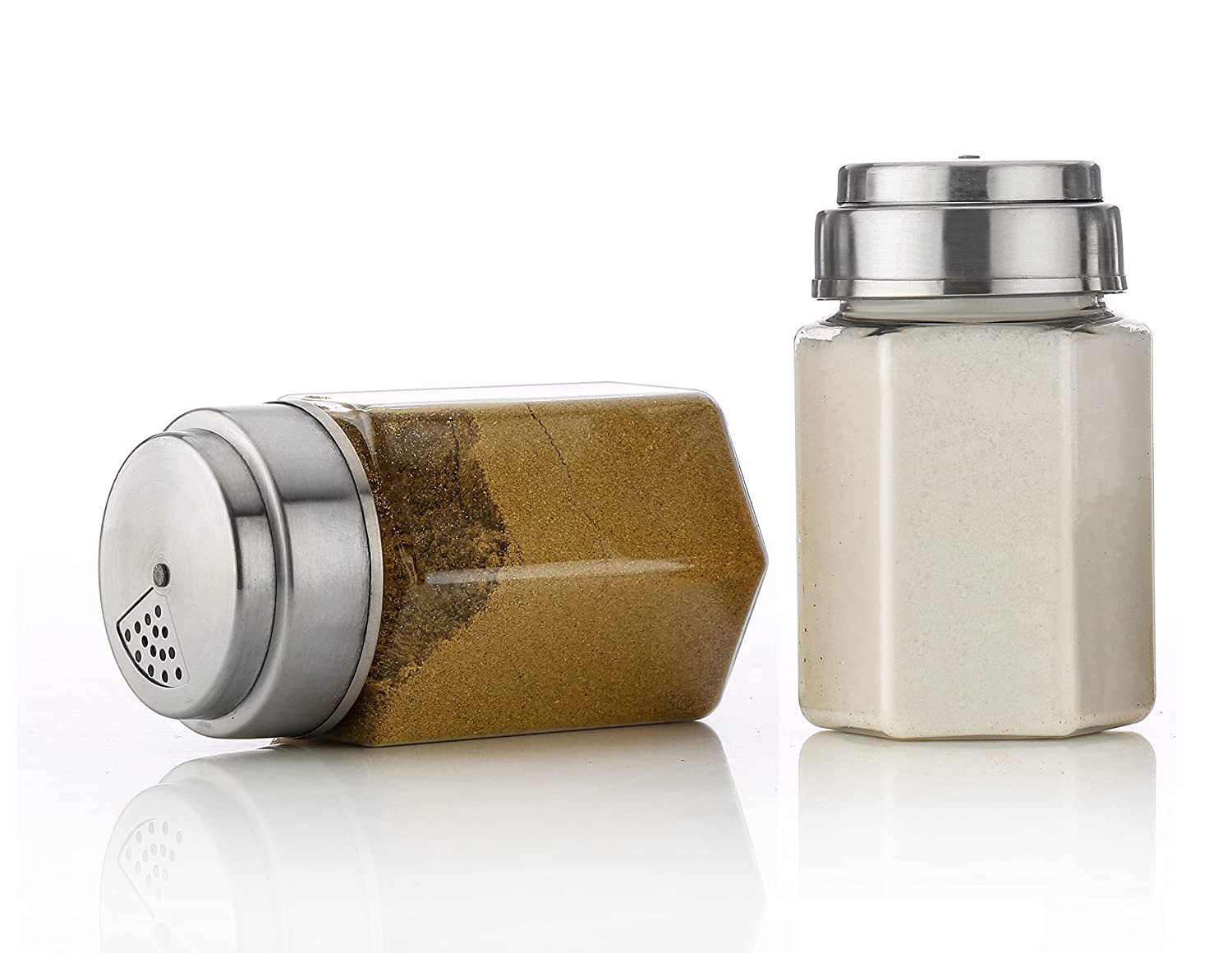 2Seven 200ml Clear Salt & Pepper Shaker Spice Rack Multipurpose Plastic Spice Rack set & containers set spice rack for Kitchen kitchen racks / Masala Rack Set/Condiment Set/Spice racks (Set of 2)