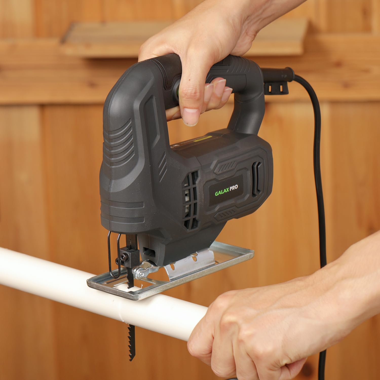 GALAX PRO Scie Sauteuse 400W, 3000 RPM, Coupe biseau à -45°/+45°, bouton de verrouillage, incluant des lames pour le bois et le métal