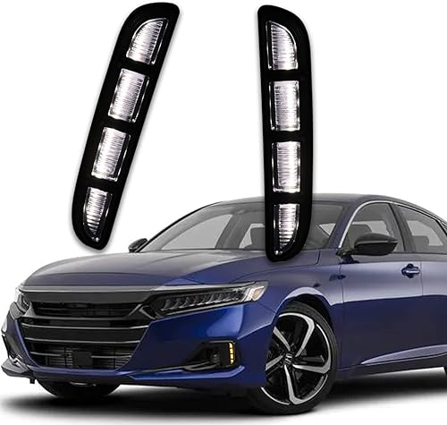 KEEGTBOX Switchback - Lámpara antiniebla frontal LED DRL, color blancoámbarazul, luz de circulación diurna secuencial, función de señal de giro