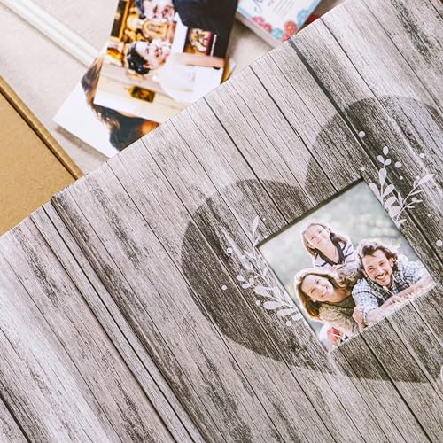 Holoary-Self-Adhesive-Page-Scrapbook-Photo-Album-with-Metallic-Pen-for-3x5-4x6-5x7-6x8-8x10-Hand-Made-DIY-40-pages-Albums-Printed-Kraft-Paper-Cover-Memory-Book-Wood-Grain-with-Window