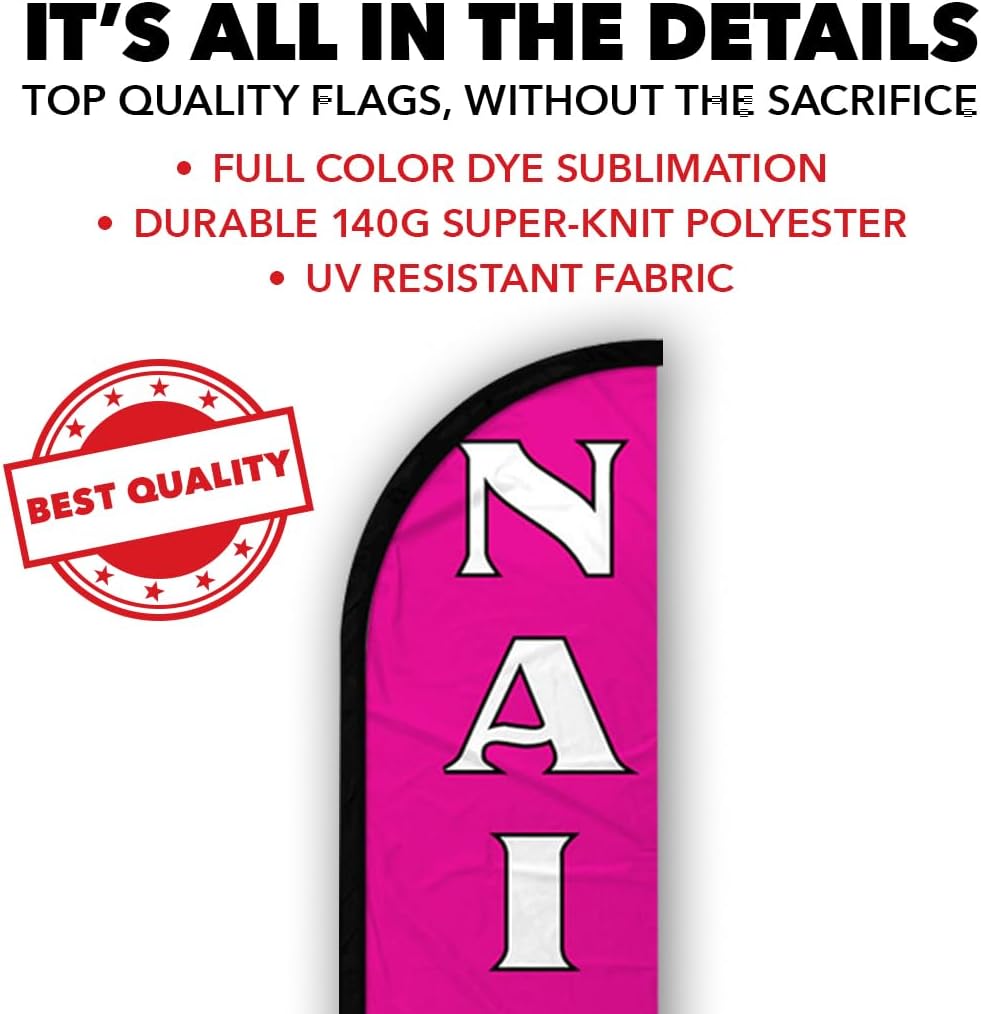 Infinity Republic - Nails Windless Full Sleeve Banner Swooper Flag - Perfect for Businesses, Advertising, Marketing, Nail Salons