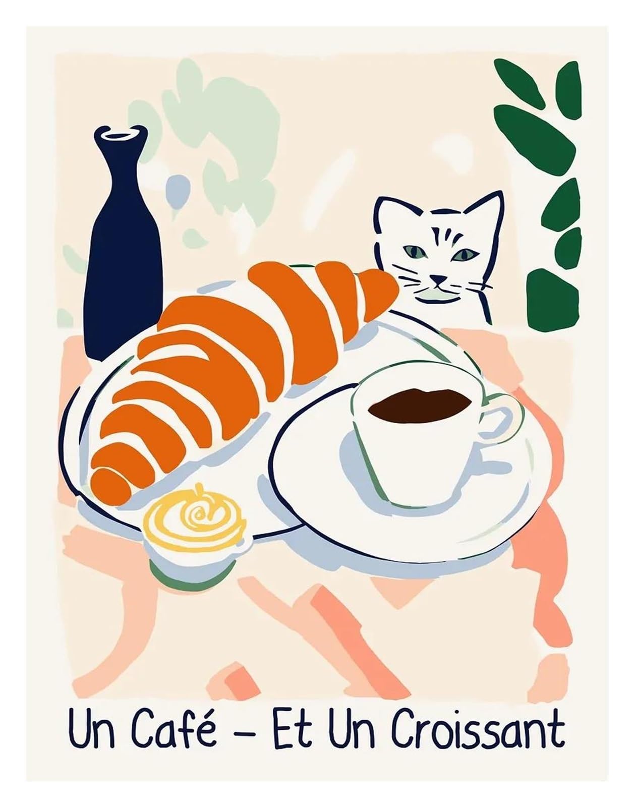 Xenite O Wall Art Canvas Prints Funny Cats French Jazz And Wine Posters Reading Hobbies Cartoon Prints Canvas Painting Wall Art Pictures Home Living Room Decor(,40X60cm)