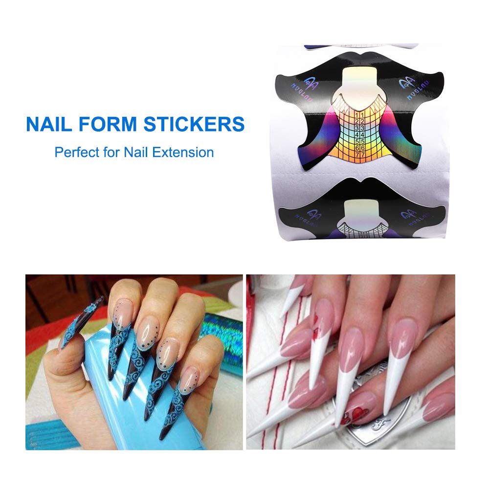 300 pcs Chablon Papier pour Nails Art, Autocollants Modèles Construction Faux Ongles Gel UV, Auto-Adhésif Ongles Forme pour Ongle Gel ou Resin