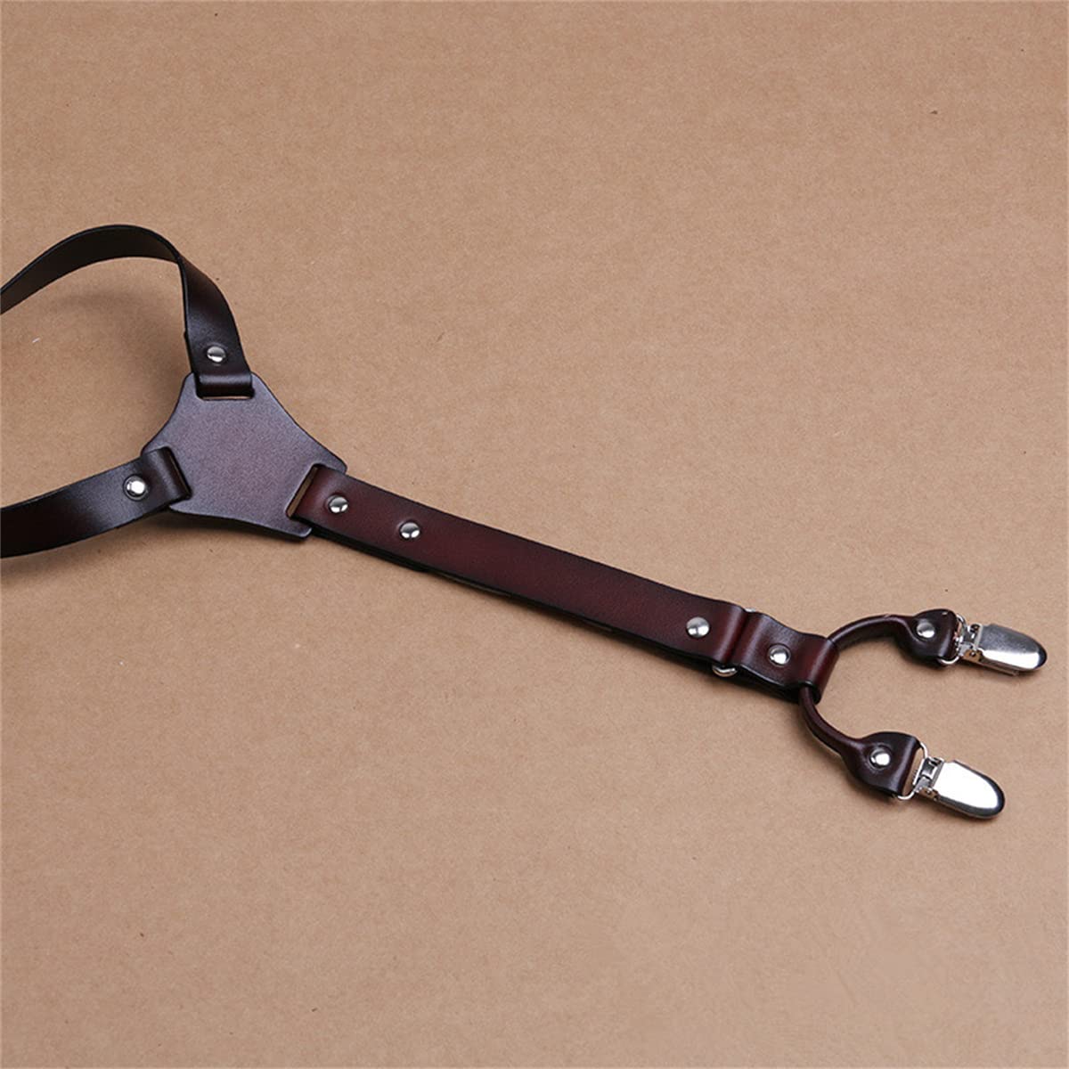 Tirantes de Cuero para Hombre, diseño en Forma de Y, Tirantes Ajustables con 4 Clips de Metal, para Padrinos de Boda, Tirantes Resistentes para Pantalones