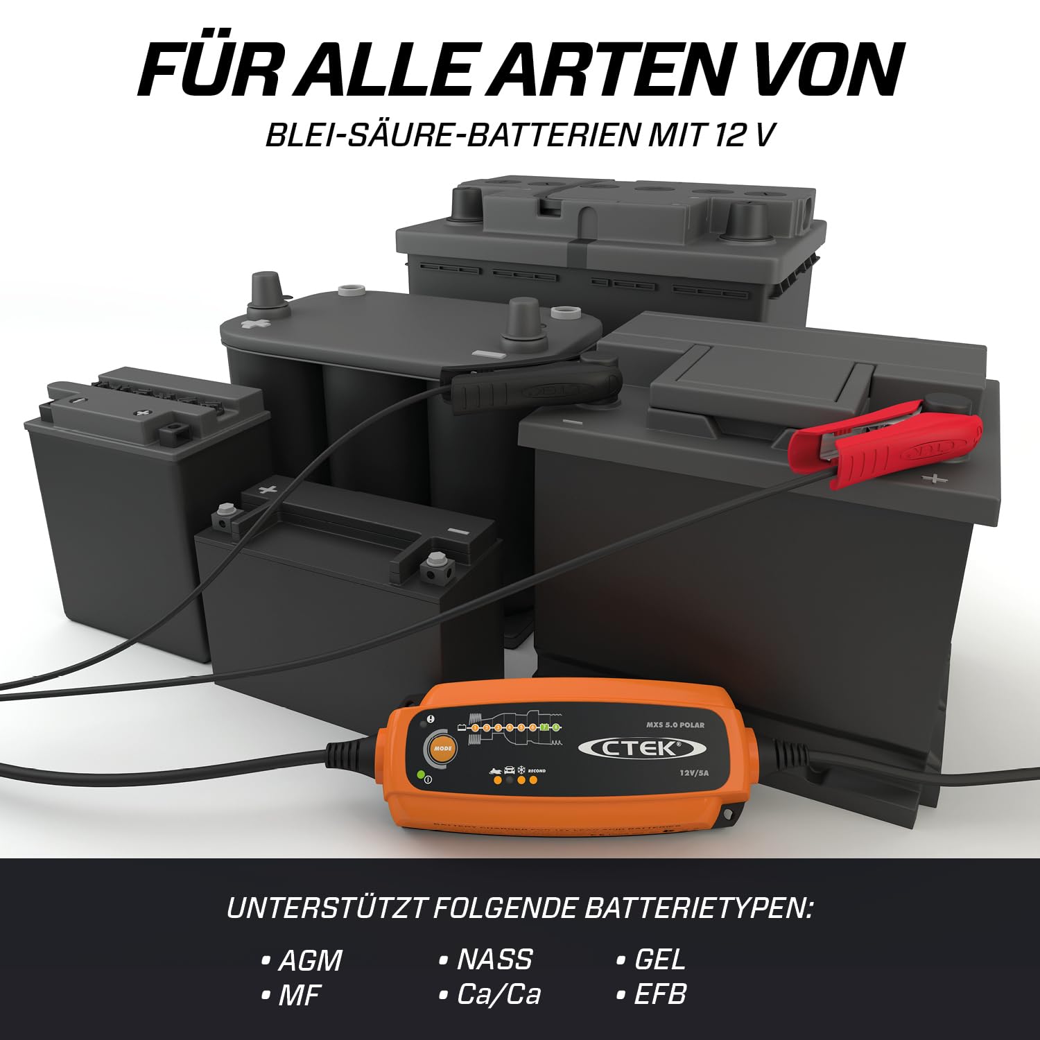 CTEK 5.0 Polar, Batterieladegerät 12V Für Extreme Kälte, Erhaltungsladegerät, Intelligentes Ladegerät Auto Und Motorschlitten, Batteriepfleger Mit Entsulfatierungsprogramm Und Rekonditionierungsmodus