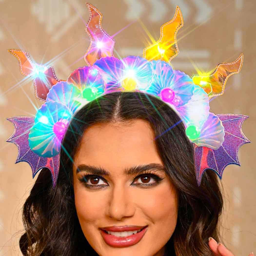 Zoestar Light Up Mermaid Headband Led Seashell Headbands Ocean Glow Party Hair Accessories for Women - Image 5