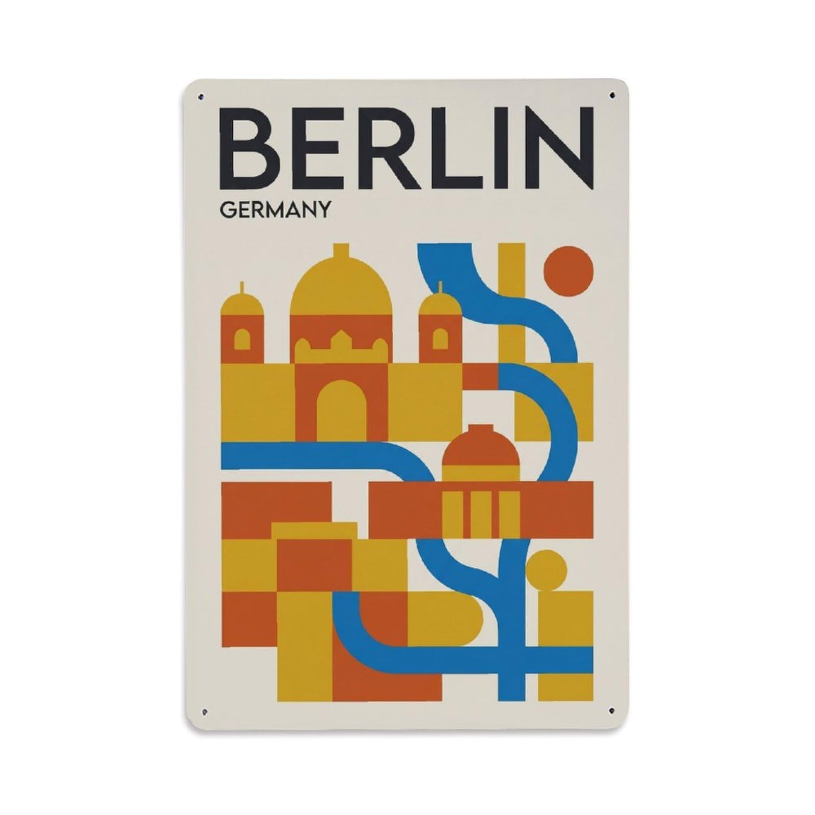 Gead 8X12inch Style Vintage Travel Berlin Germany Panorama Metal Tin Sign