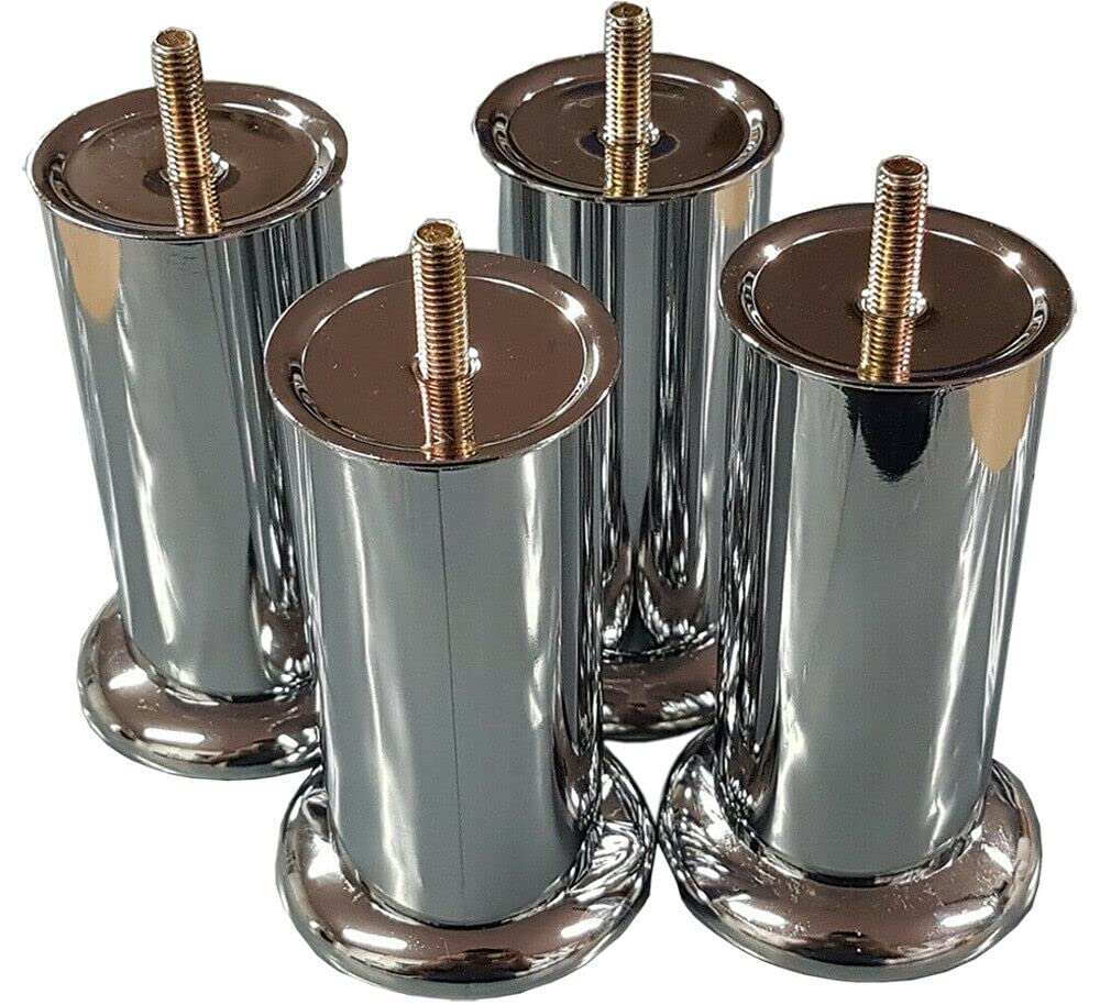 Just Accessories Luxury Quality Chrome Legs Furniture Feet For Sofas - Beds - Chairs Stools 50-120mm + M8 T Nuts (8, 120mm)