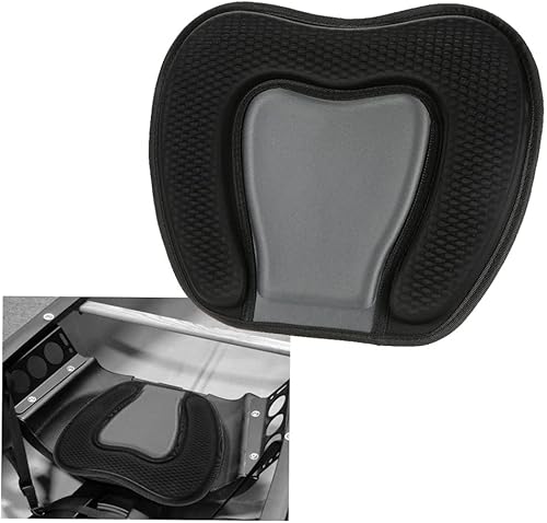 Lixada Cojín acolchado para asiento de kayak con respaldo y correas ajustables, cojín de asiento de kayak y canoa, soporte antideslizante, asiento