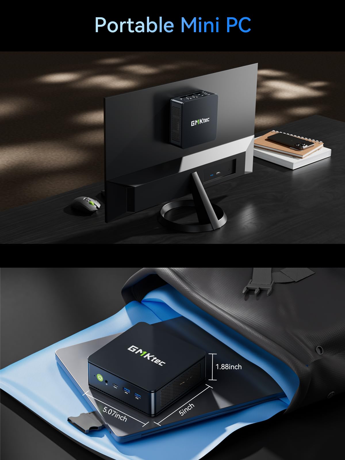 GMKtec Mini-PC M6 Ultra Gaming Barebone Ryzen 5 7640HS (z aktualizacją do 6600H/6800U), bez pamięci RAM, bez dysku SSD, podwójna karta sieciowa LAN 2,5 GbE, potrójny ekran 4K, WiFi 6, USB4, BT 5.2, DP