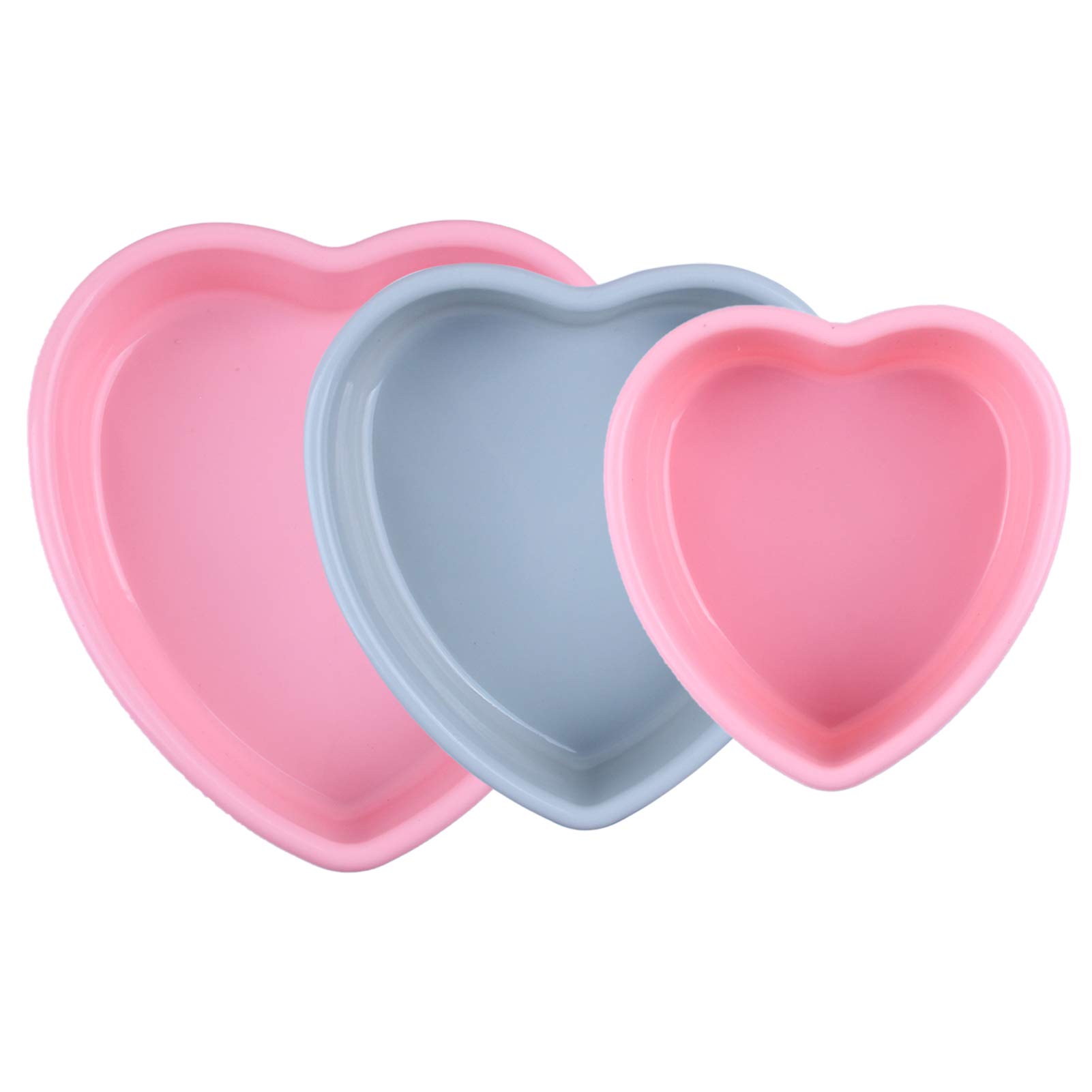 Rhoxshy Heart Shaped Cake Pans 3pcs, Silicone Molds Heart Baking Pans, 5" 8" 10" Heart Cake Mold Non-Stick Cake Pan Set for Cheese Cake and Brownie Cake for Valentine's Day