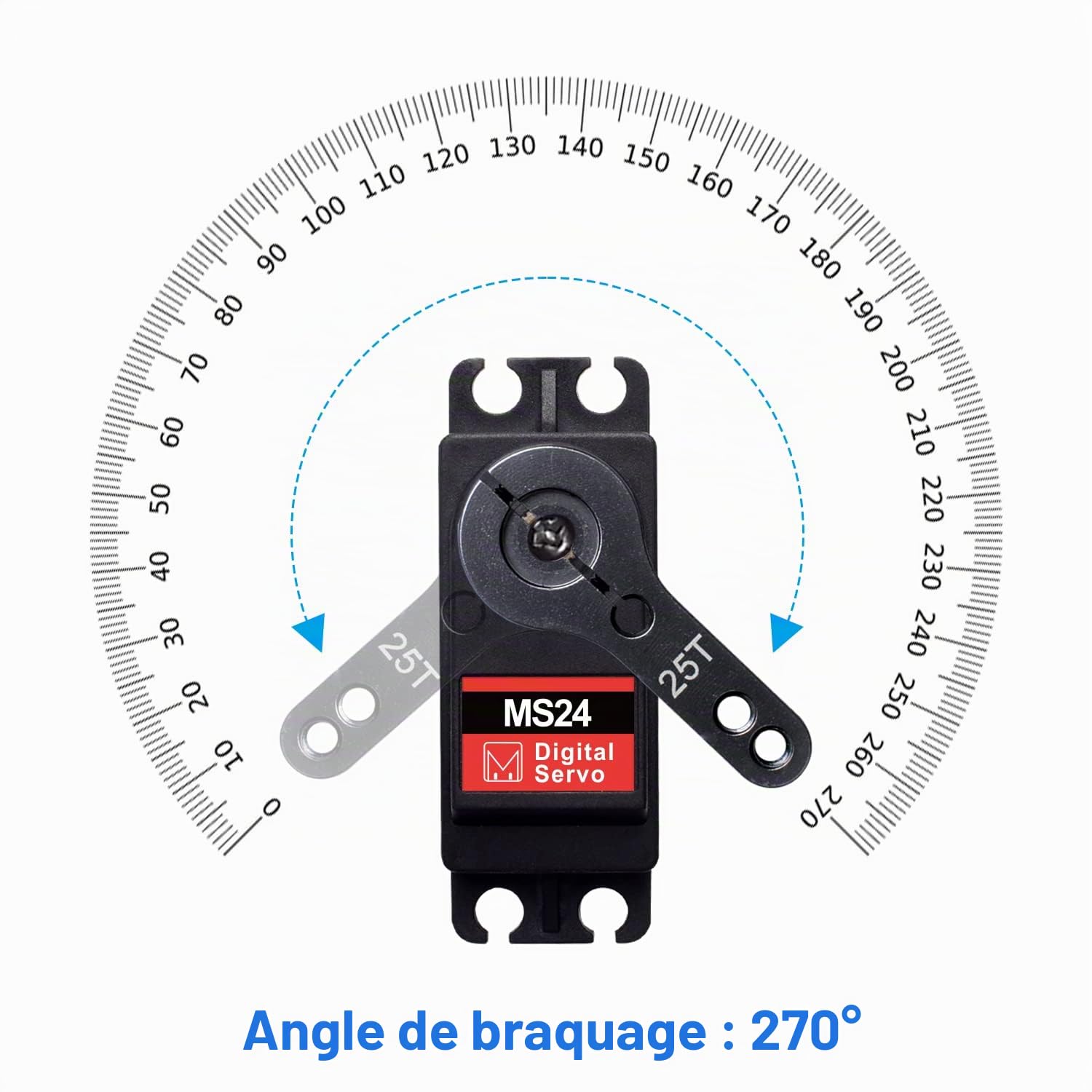 Miuzei Lot de 3 Servo de Direction Rc Digital Servo 20 kg, Direction Étanche à 270° avec Engrenage en Métal pour Voiture, 1/10 1/8, Modèles Toys, Avion, Robots, Bras, Ailes de But, Voiture,