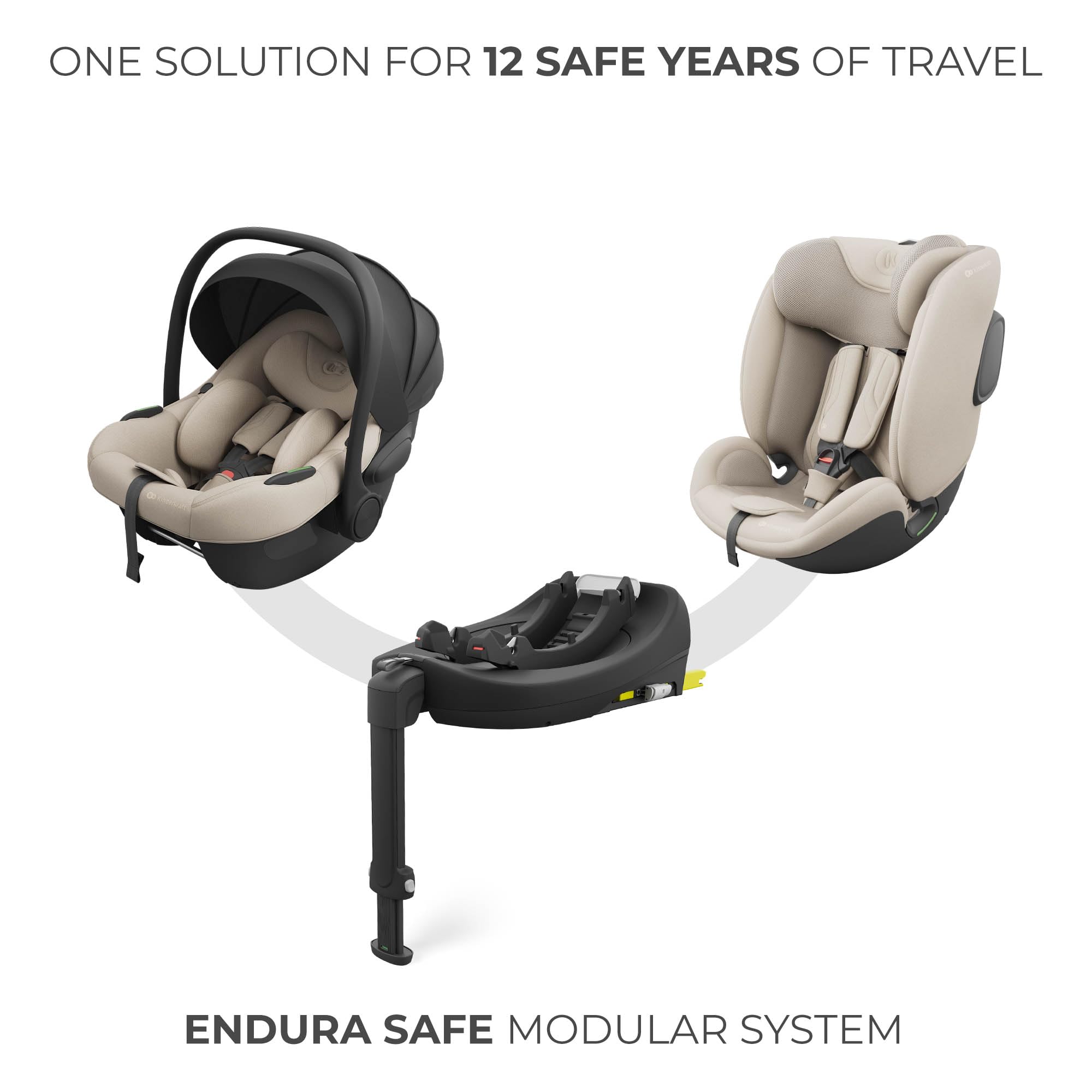 Kinderkraft ENDURA SAFE FX I-LITE fotelik dziecięcy z podstawą, i-Size, obrotowy, ISOFIX, ERGO PAD, system modułowy, waży tylko 3,2 kg, 5-punktowy pasek, od 0 do 12 lat, czarny