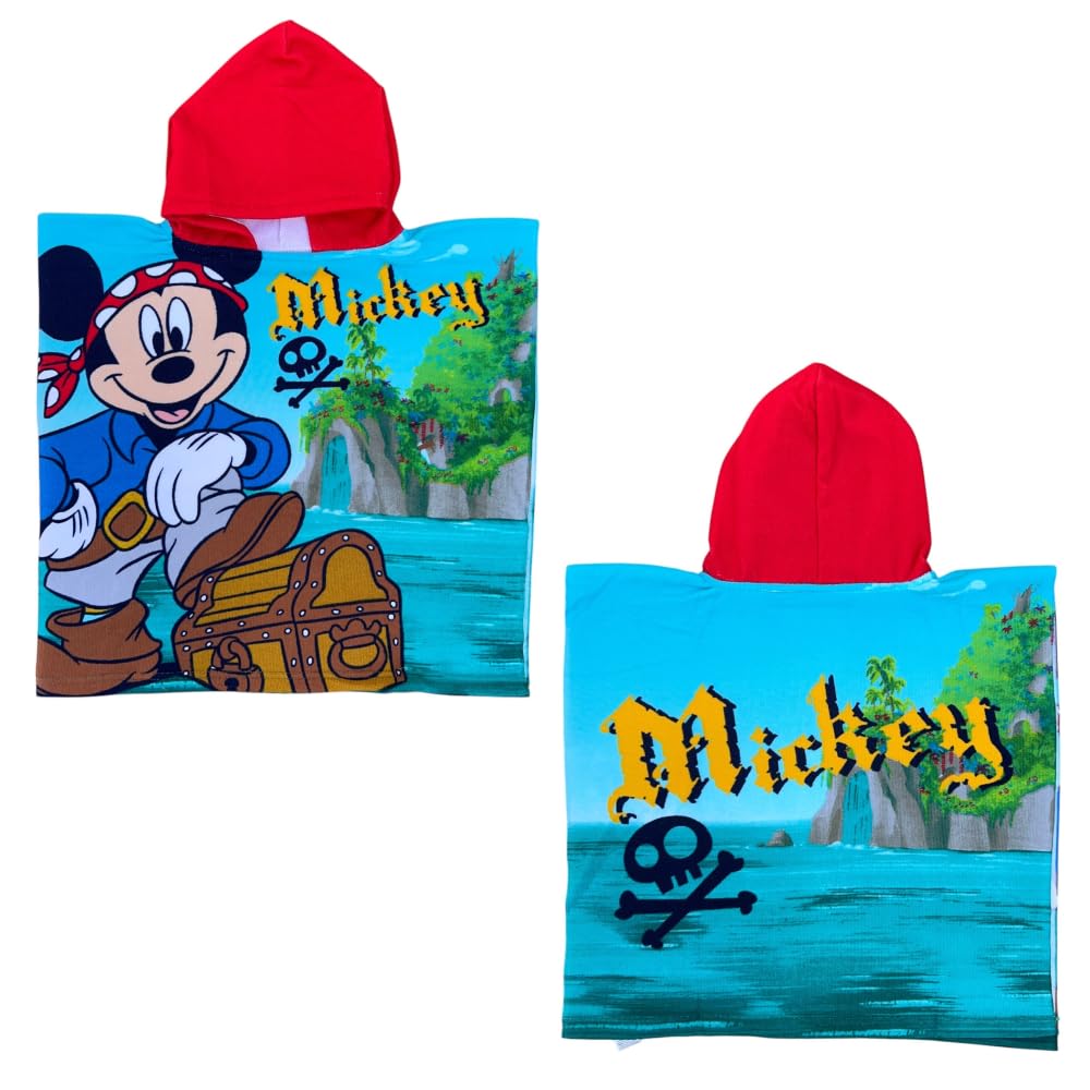 CARTOON Beach Poncho Bathrobe for Children Size 55 x 110 cm Polyester Microfibre Beach Pool, Mickey Mouse, Einheitsgröße