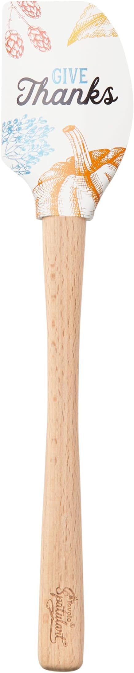 Tovolo Spatulart ‘Give Thanks’ Thanksgiving Silicone Spatula with Wood Handle – BPA Free, Heat-Resistant, Ideal for Baking, Mixing & Meal Prep