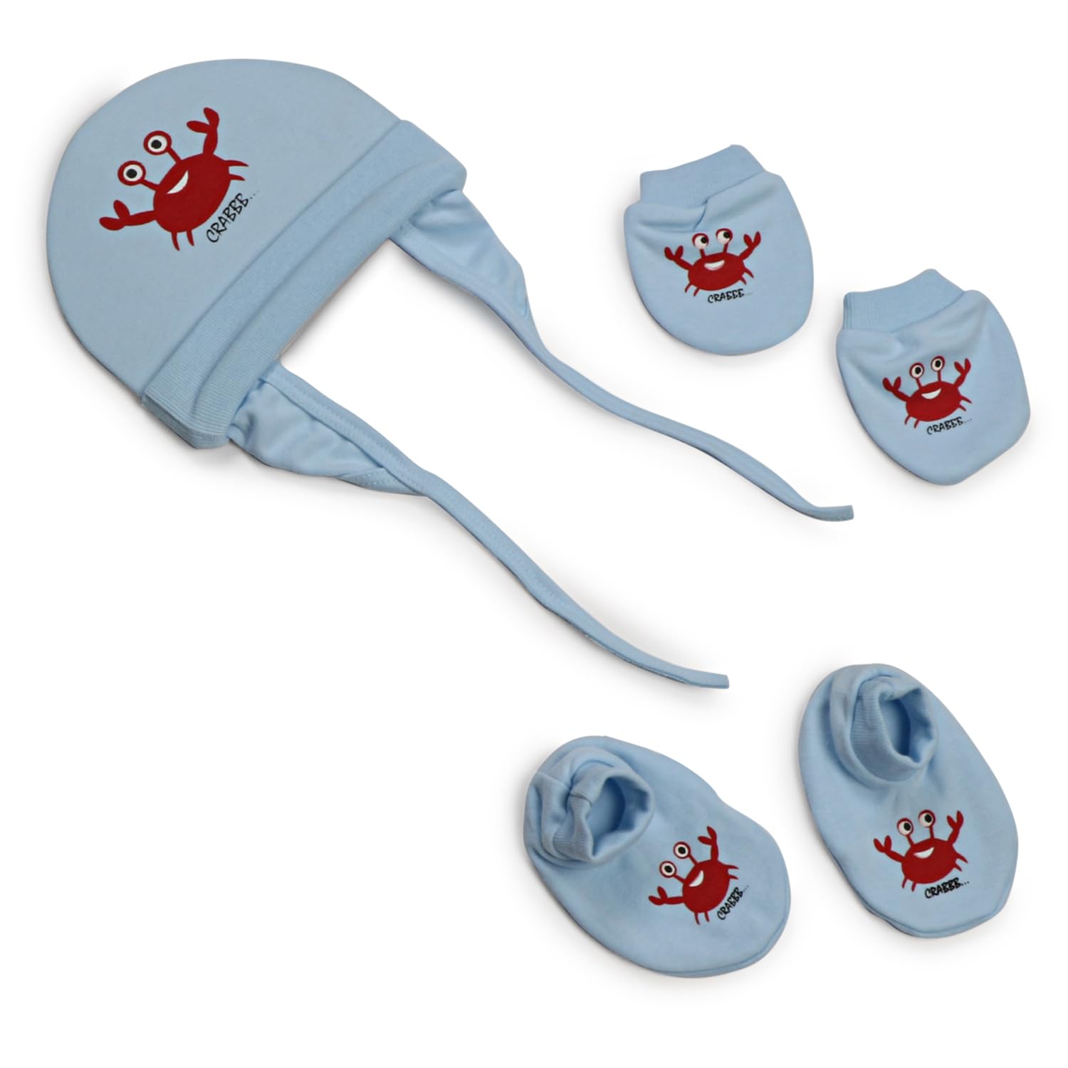 Dhairya Collection100% Cotton Baby Caps, Mittens and Booties Combo Set, 0-6 Months