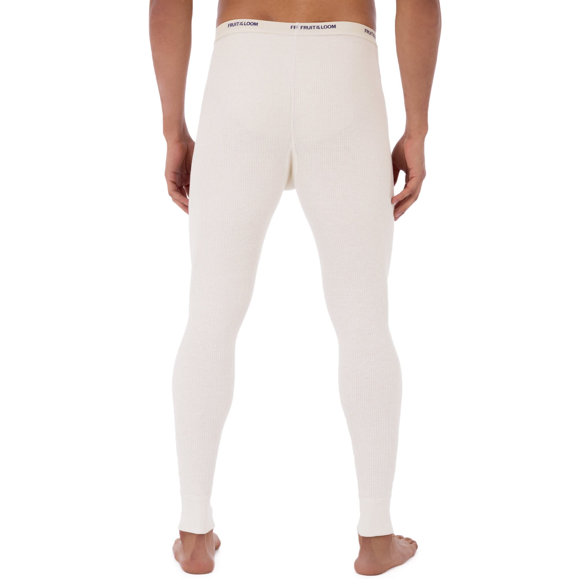 Fruit of the Loom Men's Waffle Weave Thermal Underwear Pant, Natural, Medium