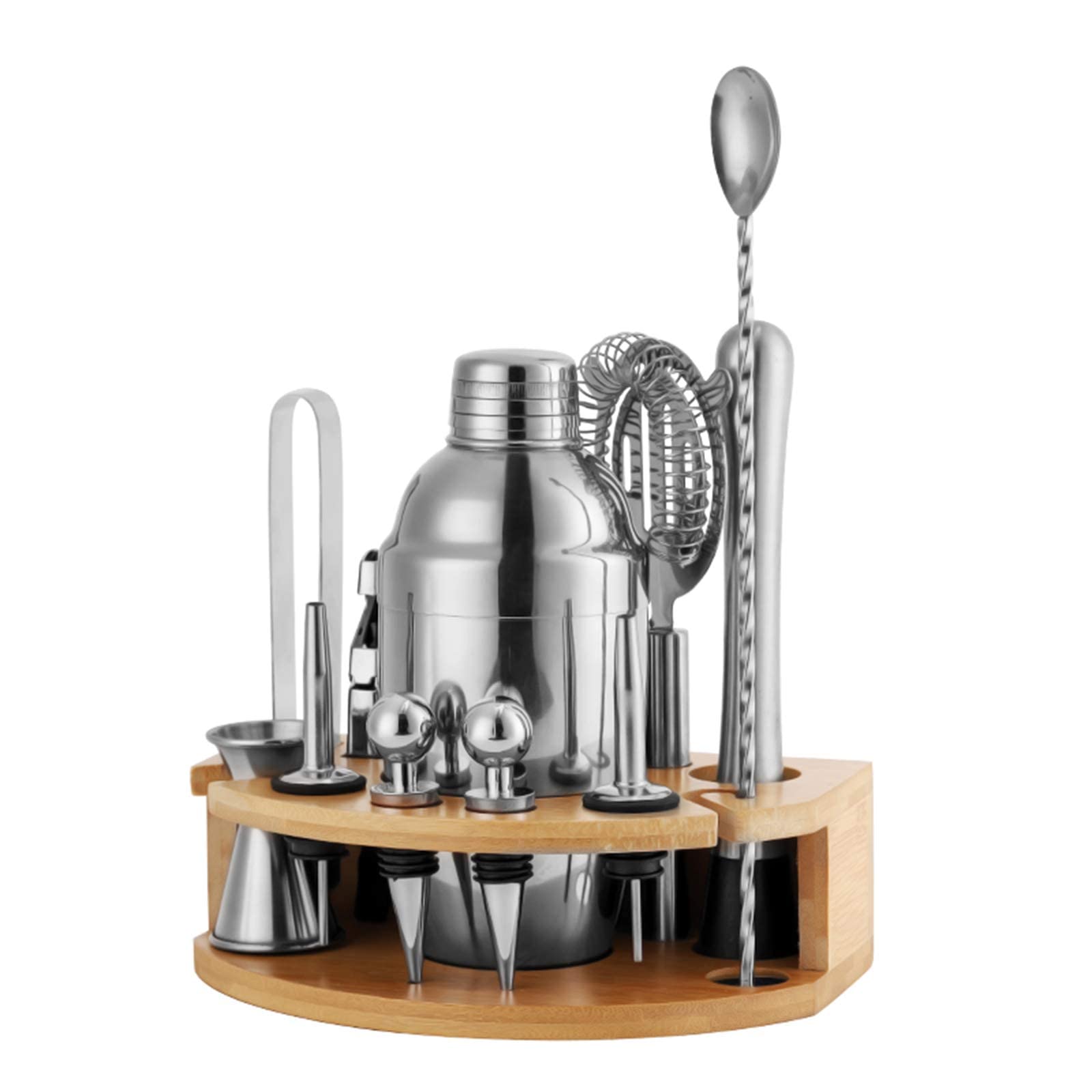 Coctelera Juego de coctelera Juego de coctelera con soporte, Juego de barra para mezclar bebidas - Coctelera de Martini, Jigger, Colador, Cuchara mezcladora de barra, Pinzas, Abrebotellas, El mej