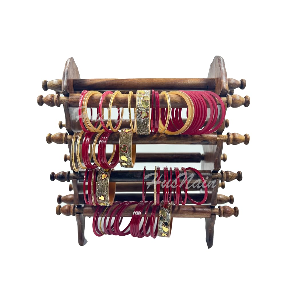 HusNain Soporte de madera para pulseras, organizador de brazaletes, soporte plegable Chuddi, artículo de regalo para mujeres, organizador de exhibición de joyas, soporte de pulsera para joyas (marrón)