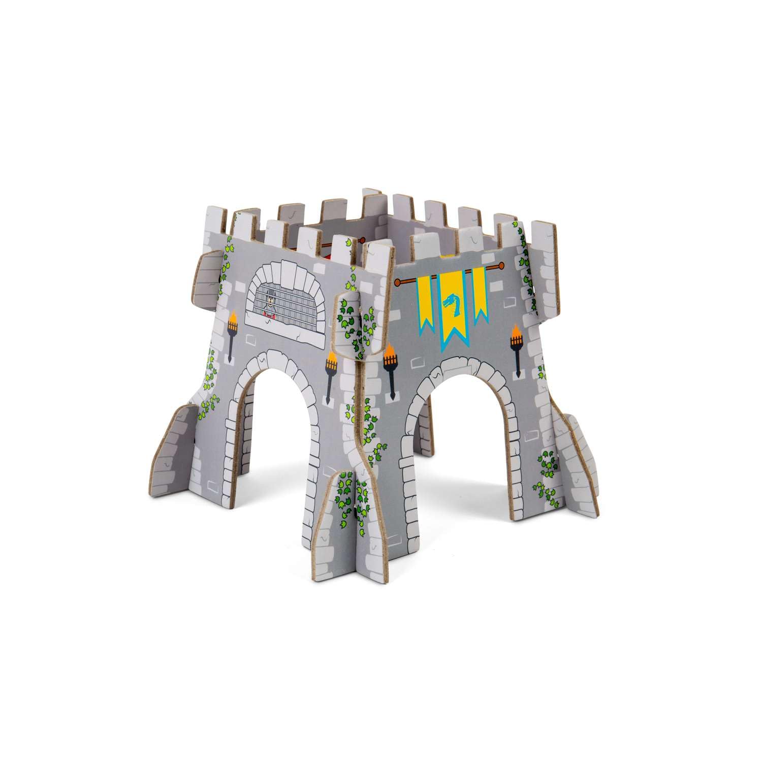 Bigjigs Rail Juego de tren medieval | Juego de ferrocarril de madera de 33 piezas | Juguetes temáticos para niños | Juguete de juego de rol para niños pequeños | Regalos únicos para niños pequeños y